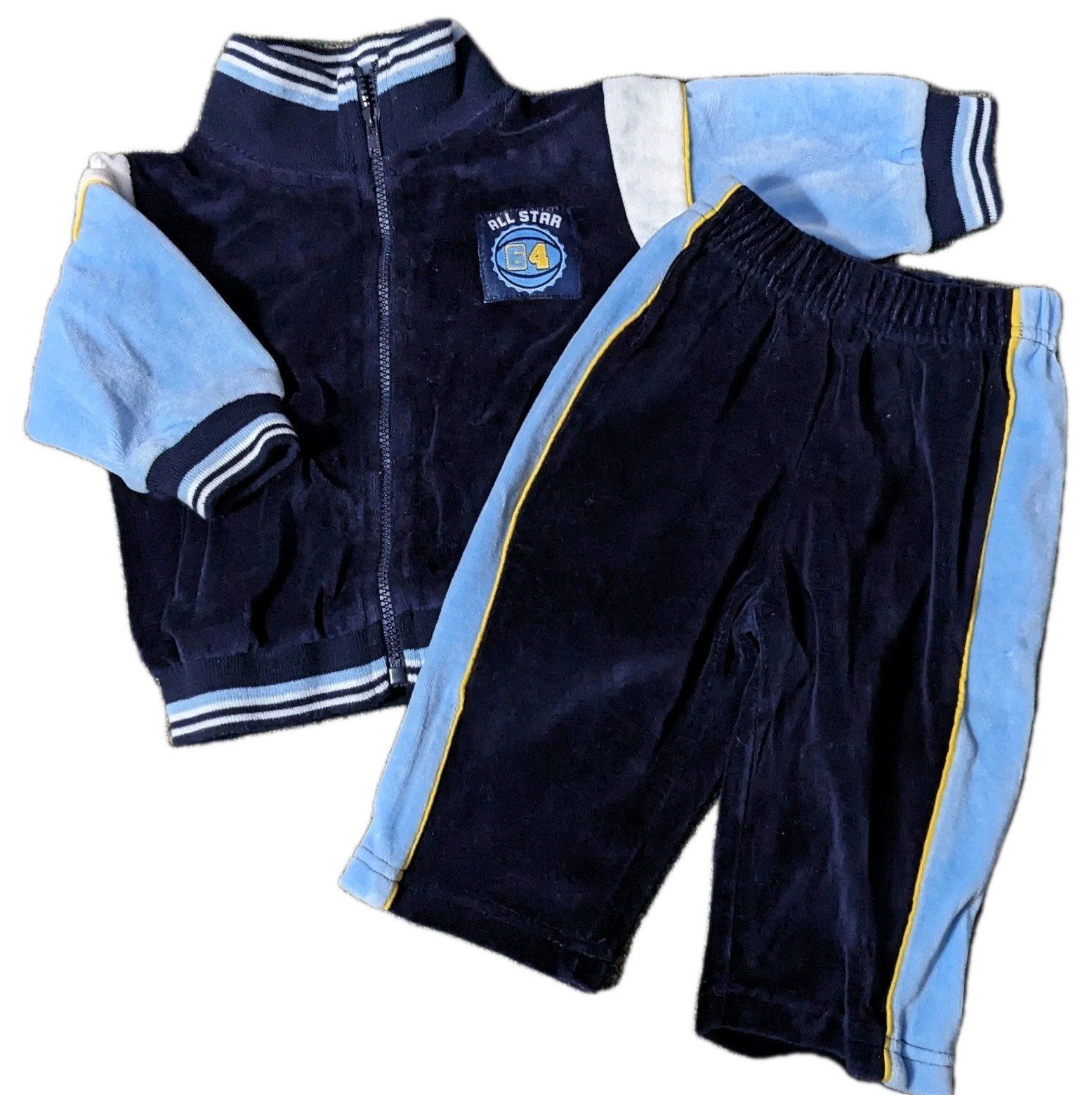 Velour Basketball Tracksuit Baby 3-6 Months Navy Blue Boyz Wear Nannette Infant
