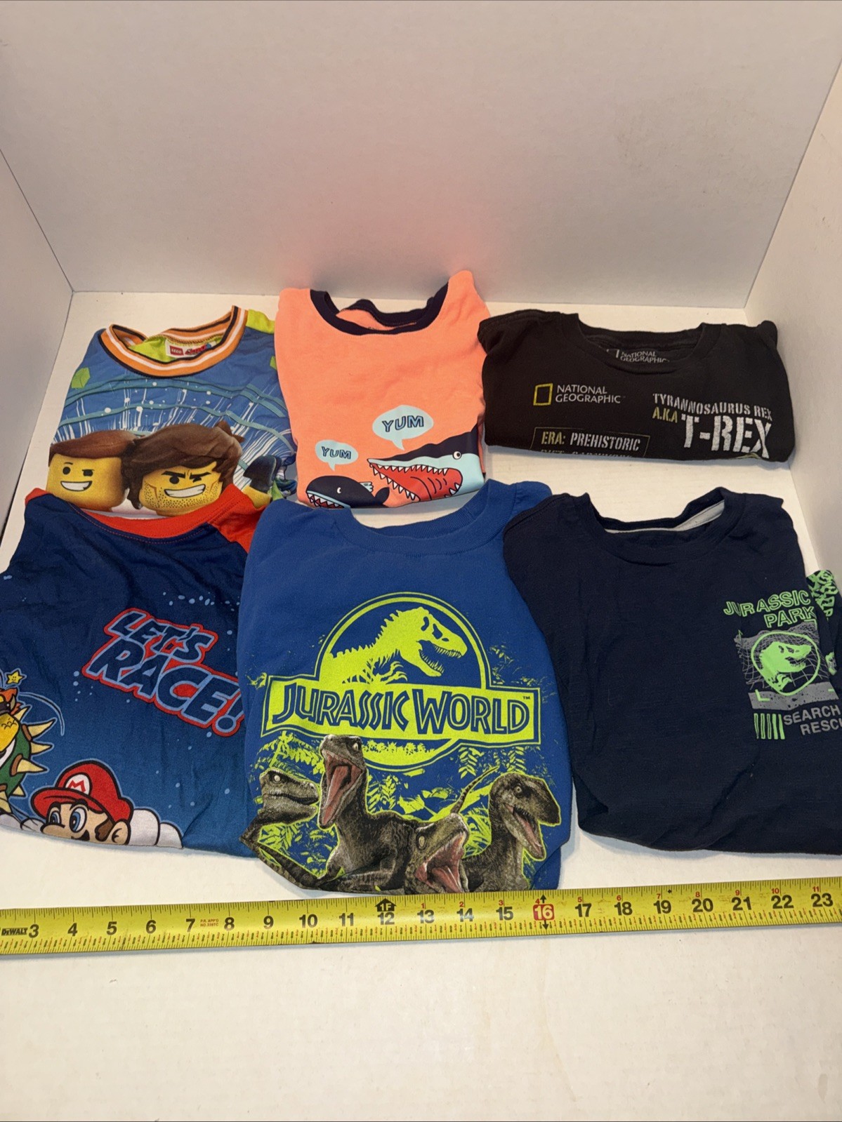 6 Shirts Sz 8 National Geographic Legos The Lego Movie Jurassic Park Mario Cart