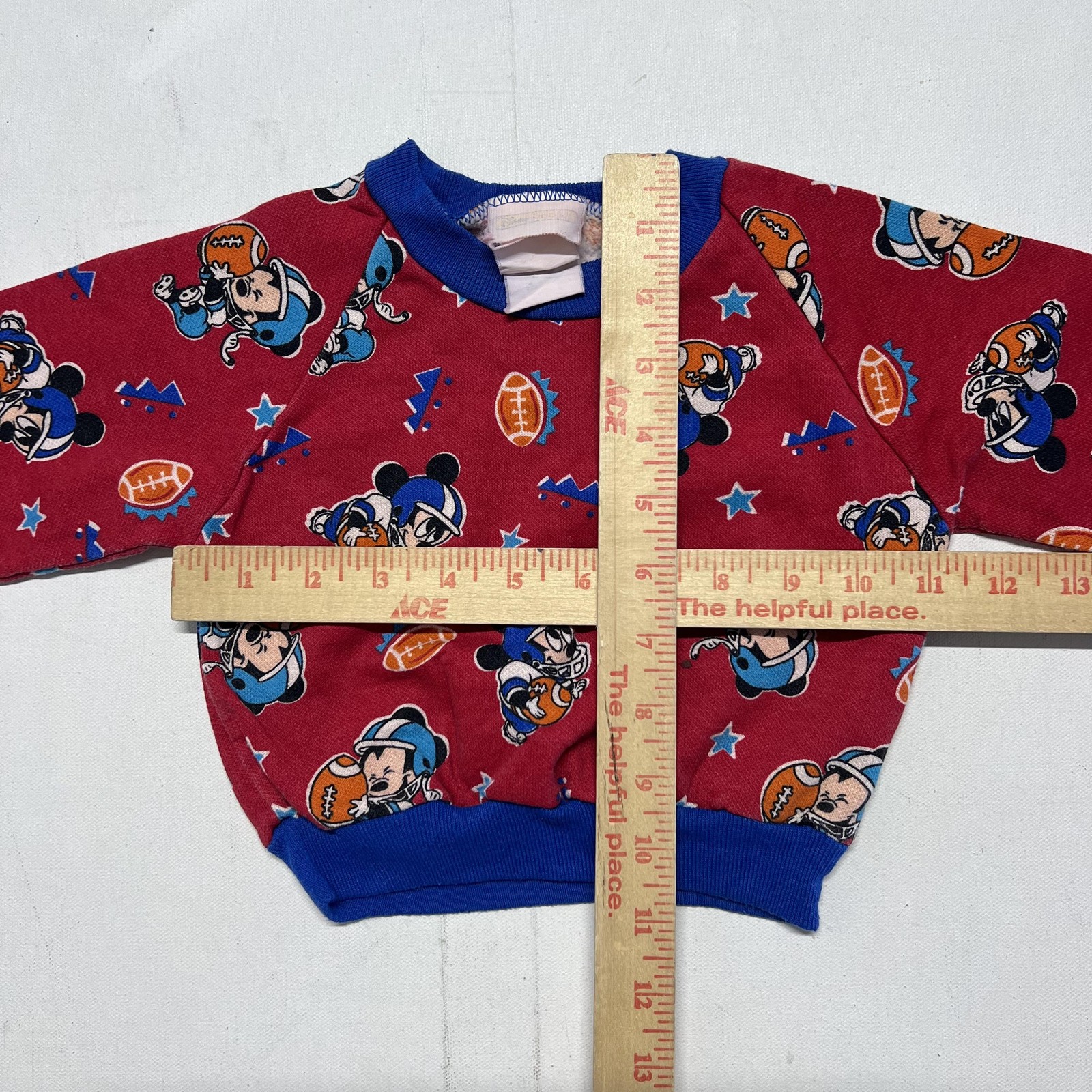 Vintage Disney Mickey Mouse Outfit Toddler 12-18M Red Football Fleece Pants Set