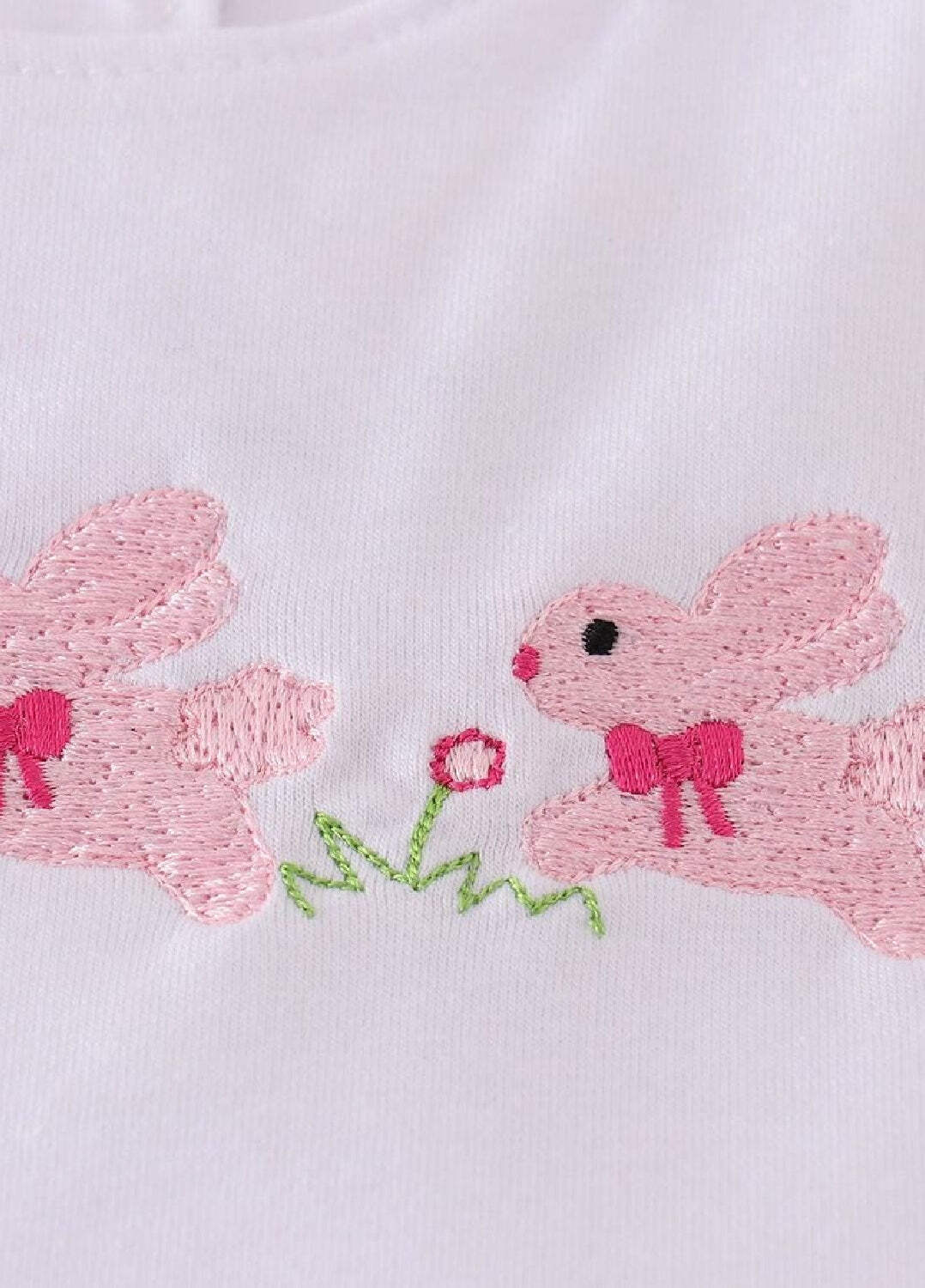 Girl’s Boutique Pink Easter Bunny Leopard Applique Embroidered Embroidery Dress