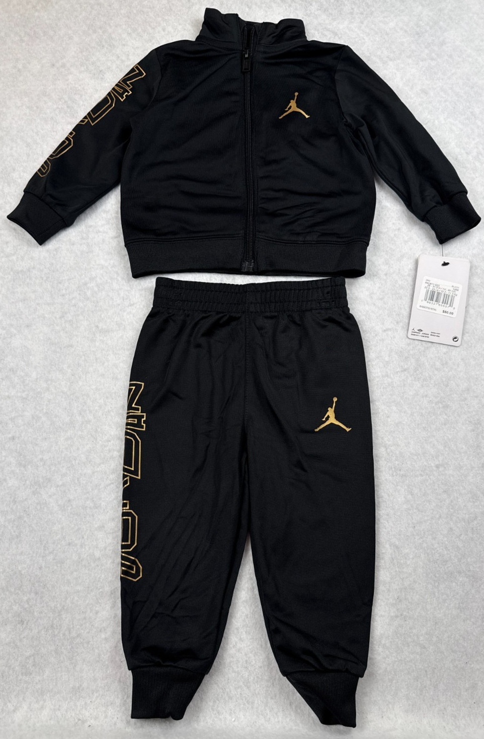 Jordan Baby Tracksuit Set 12M Black Gold Jumpman Full Zip Jogger 2 Piece NWT