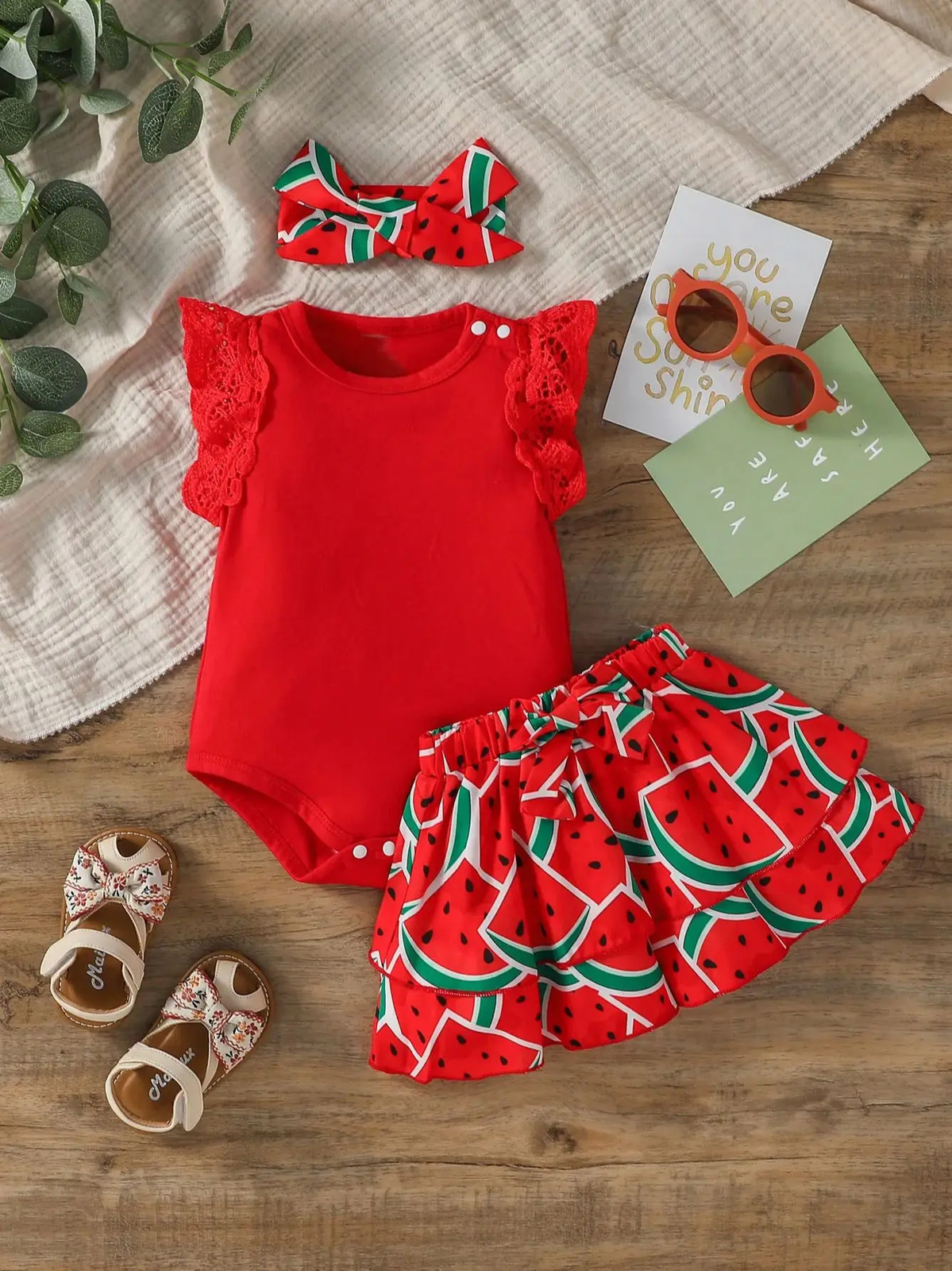 Baby Gilrs Summer Sleeveless Printing Fashion Shirt Set for Streetwear