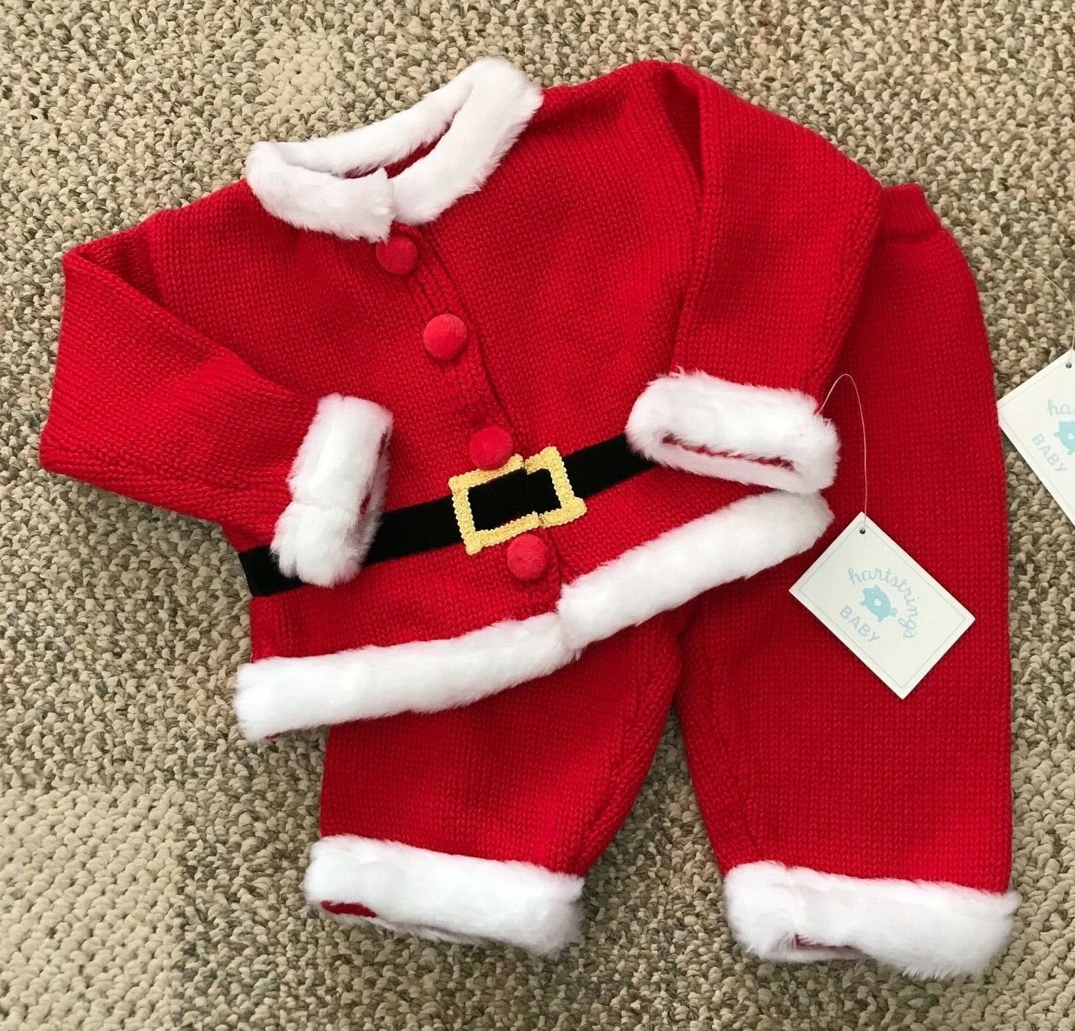 Heartstrings Sweater Pants Santa Claus Outfit Set Infant Baby Size 9 Months