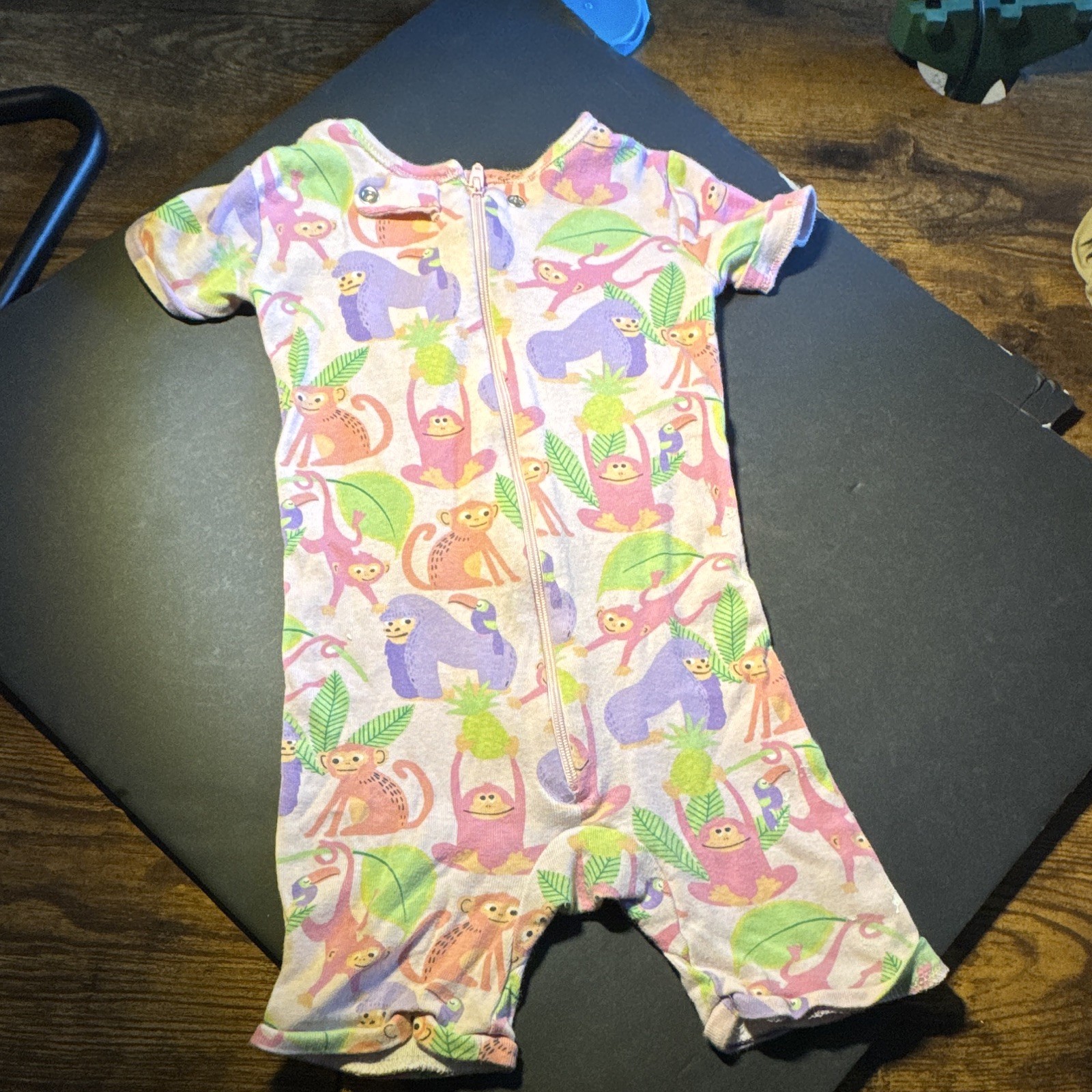 Girls 0-3M 4pc Cotton Knit Animal Print Set Coverall Dress Hoodie Leggings