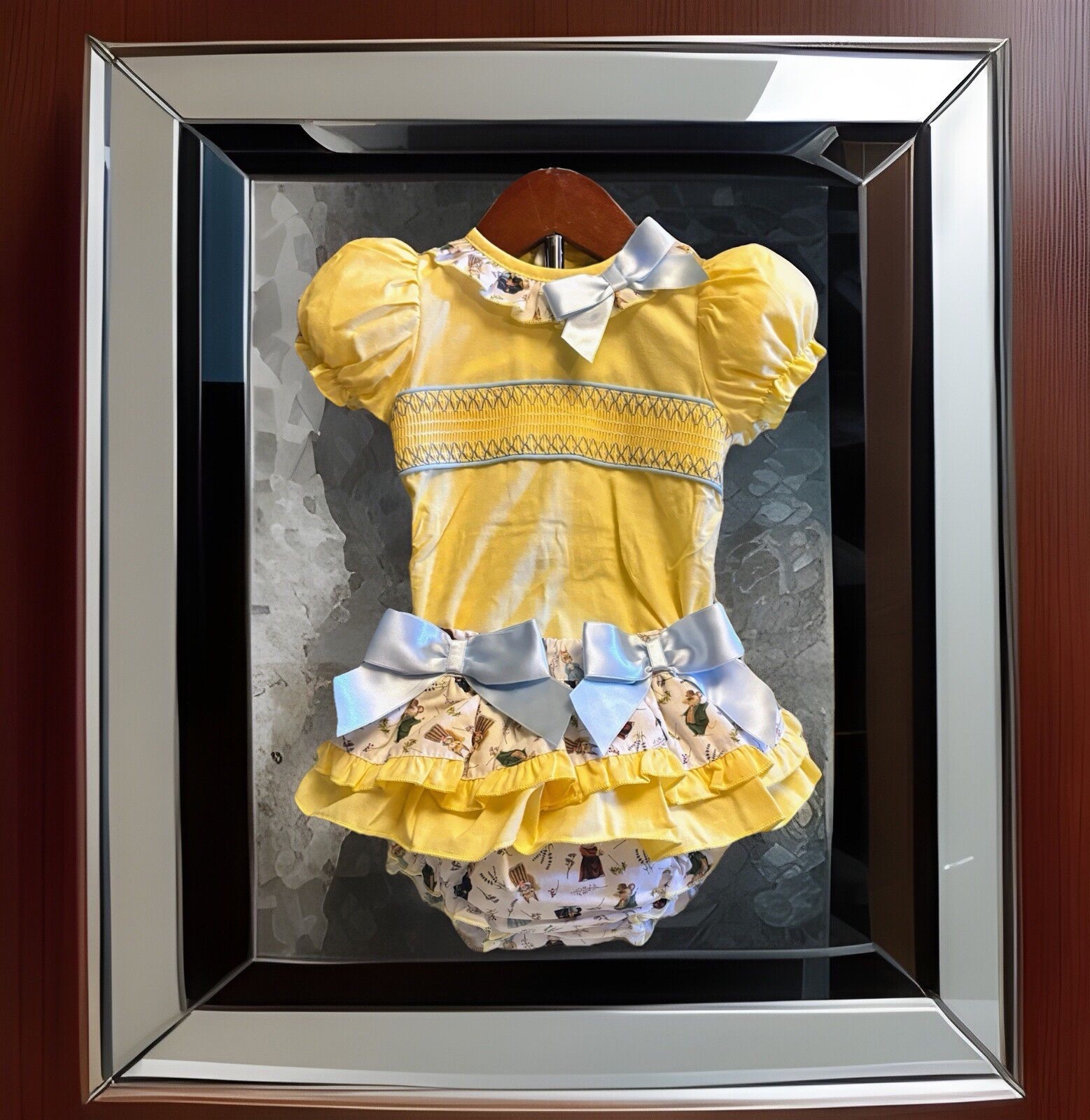 Girls NWT Wee Me Smocked Skirt Set Dress Shirt 2 Pc Storybook Rabbit 6-9 Months