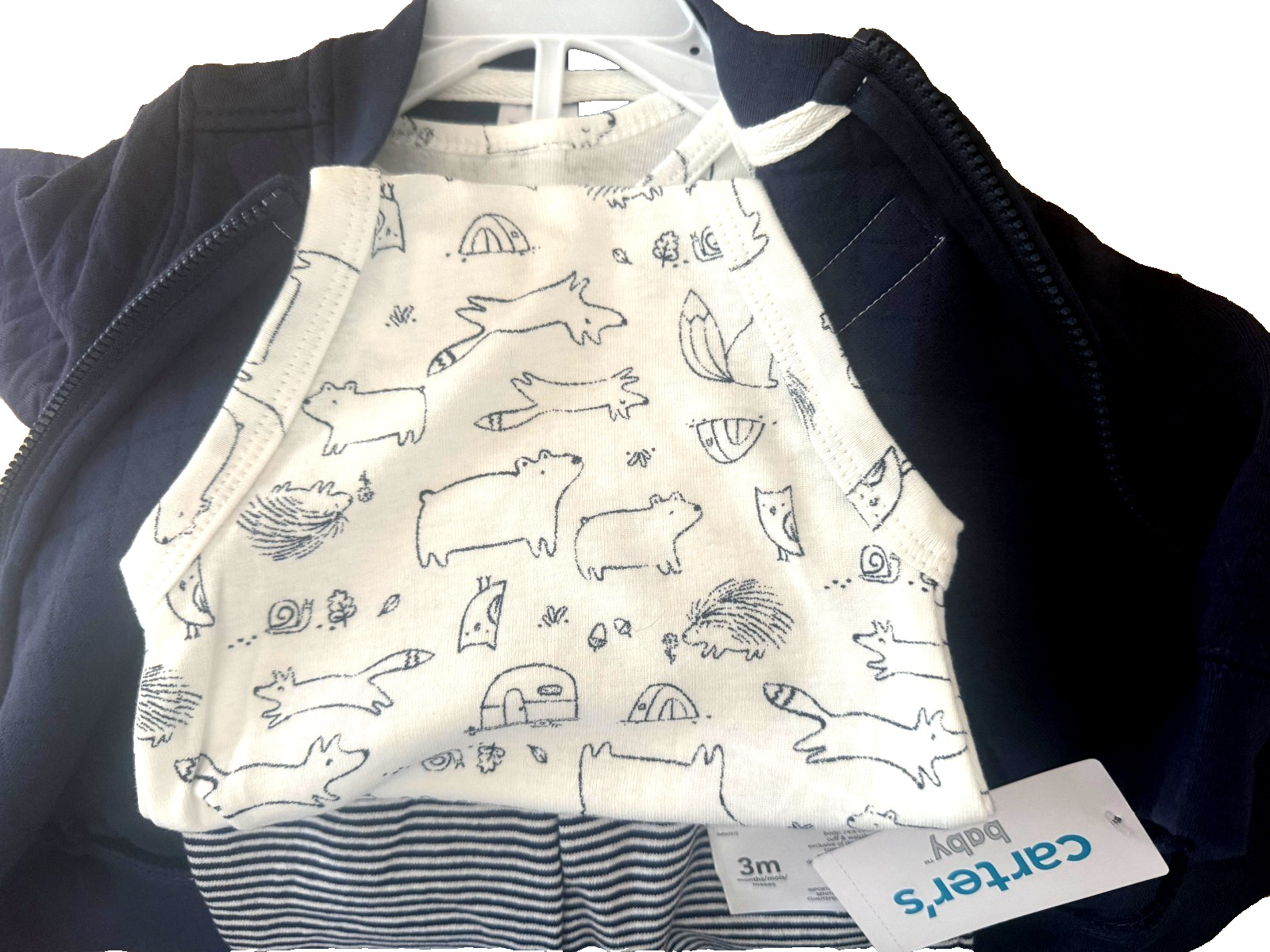 $36 NWT CARTER’S 3 PC BOY’S ZIP JACKET PANTS BODYSUIT SET SZ 3 MONTHS ADORABLE