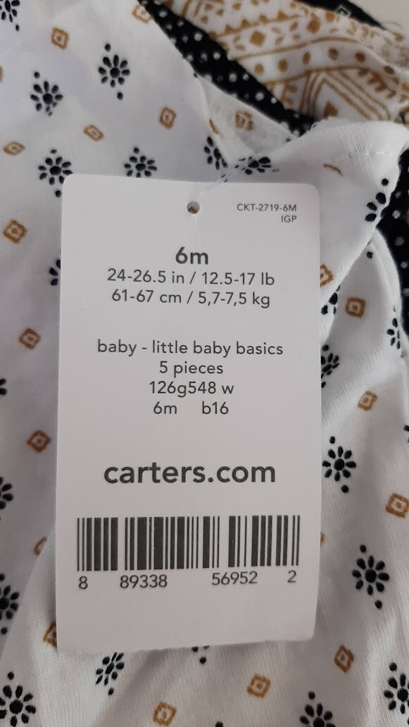 CARTERS Baby Girls Infants 5 Pieces Rompers One Piece Outfit 6m new