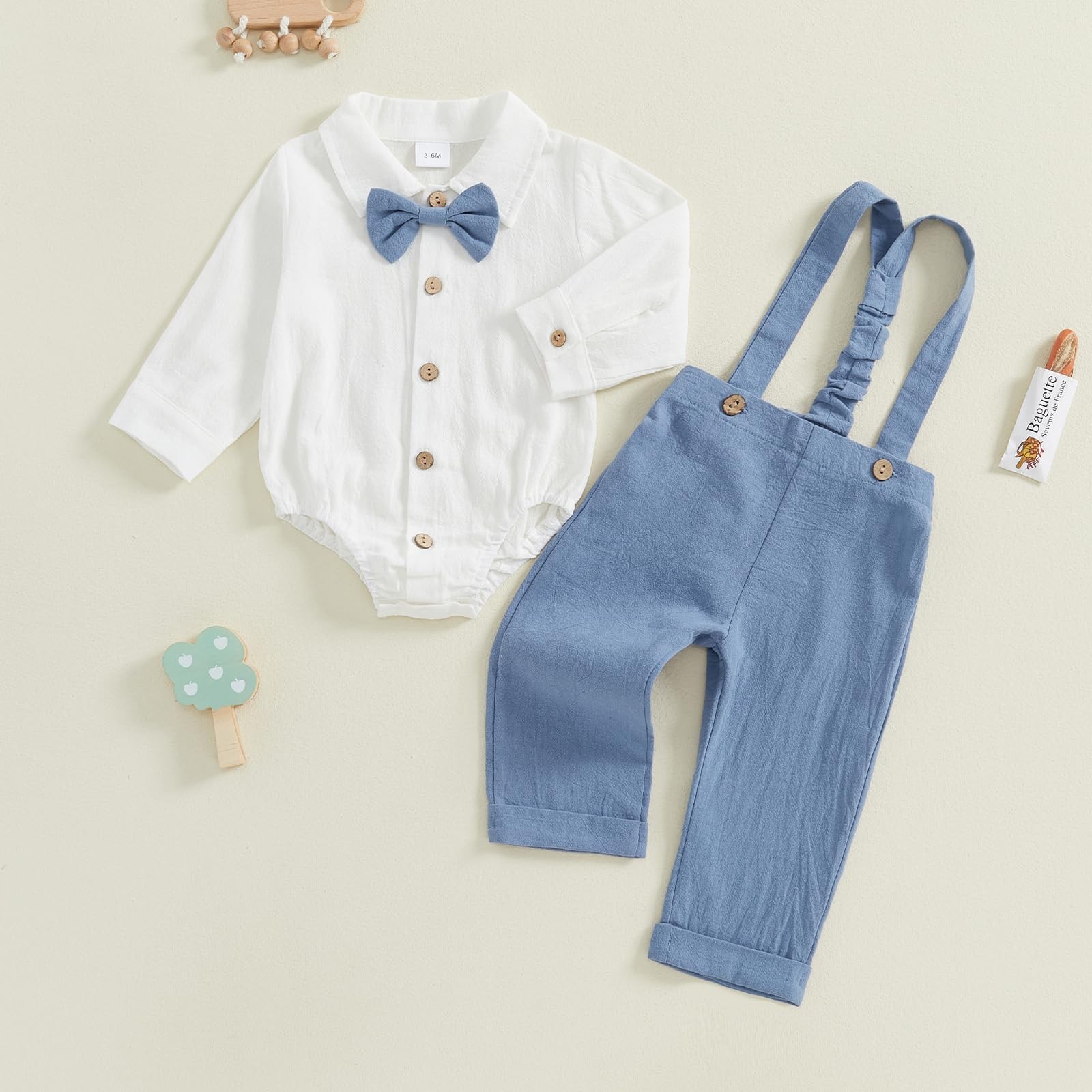 Newborn Infant Baby Boy Outfits Suit Bowtie Dress Romper+Suspender Overalls P…
