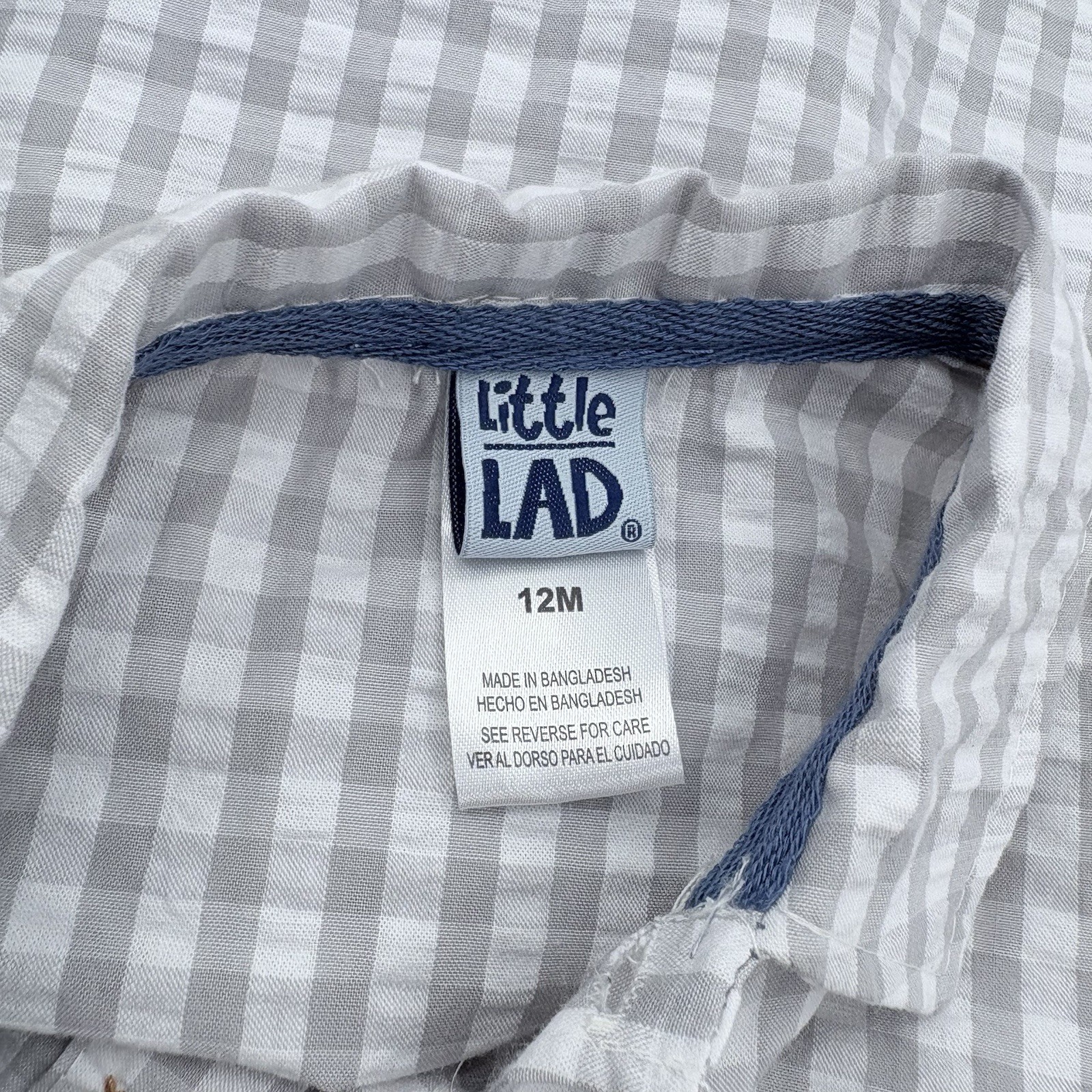 NWOT Little Lad 3pc Gray Checkered Summer Outfit With Hat Pockets Lightweight