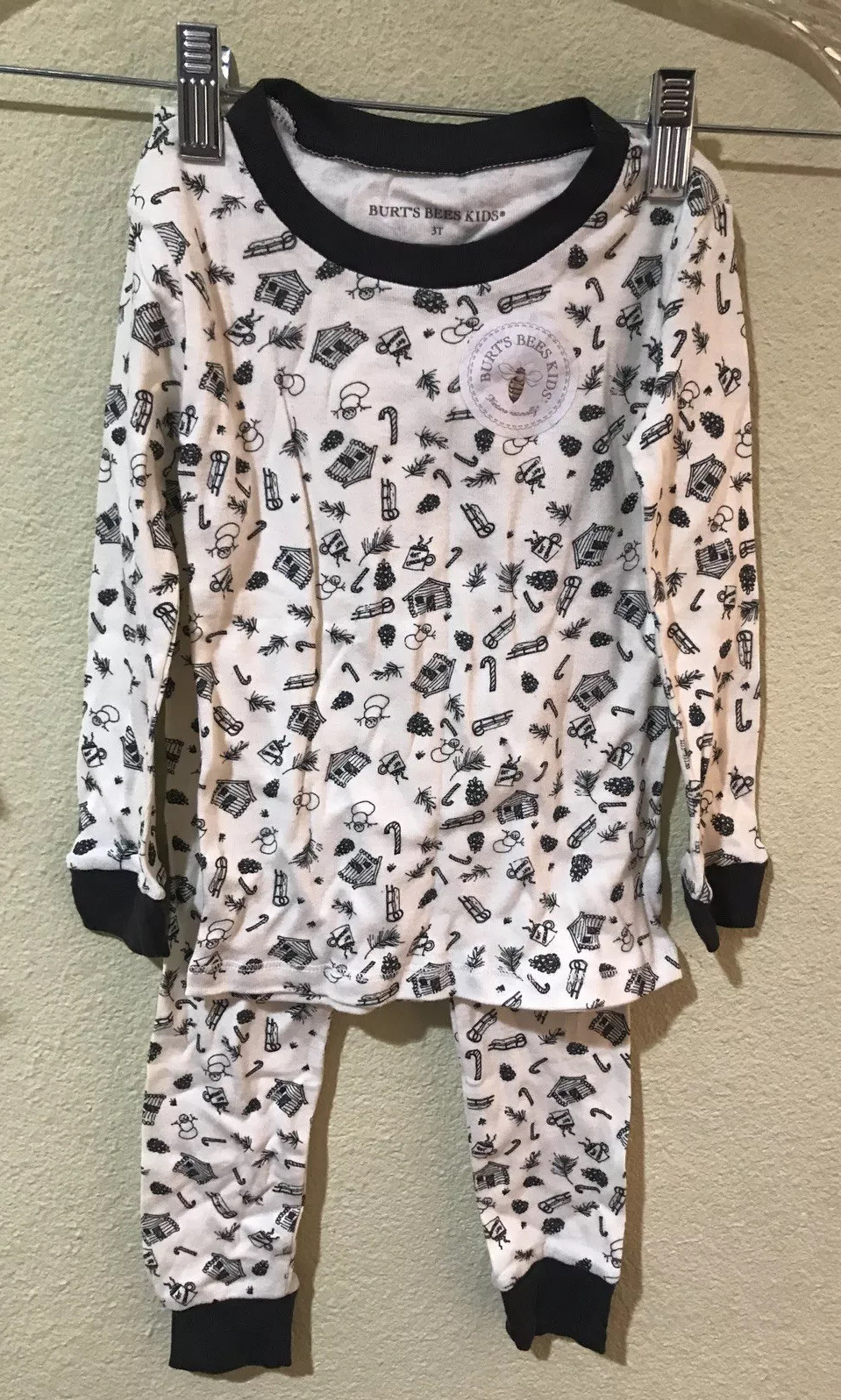 New Burt’s Bees Sz 3T Organic Cotton Christmas Holiday 2PC Pajama PJ Set z5