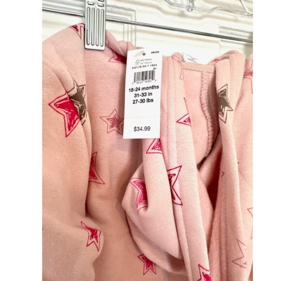 NWT Girls Baby Gap Logo Zip Hoodie and Joggers Matching Outfit Set Size 18-24 Mo