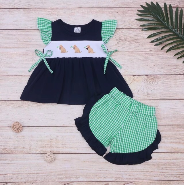NEW Boutique Duck Hunting Puppy Dog Labrador Tunic & Shorts Girls Outfit Set