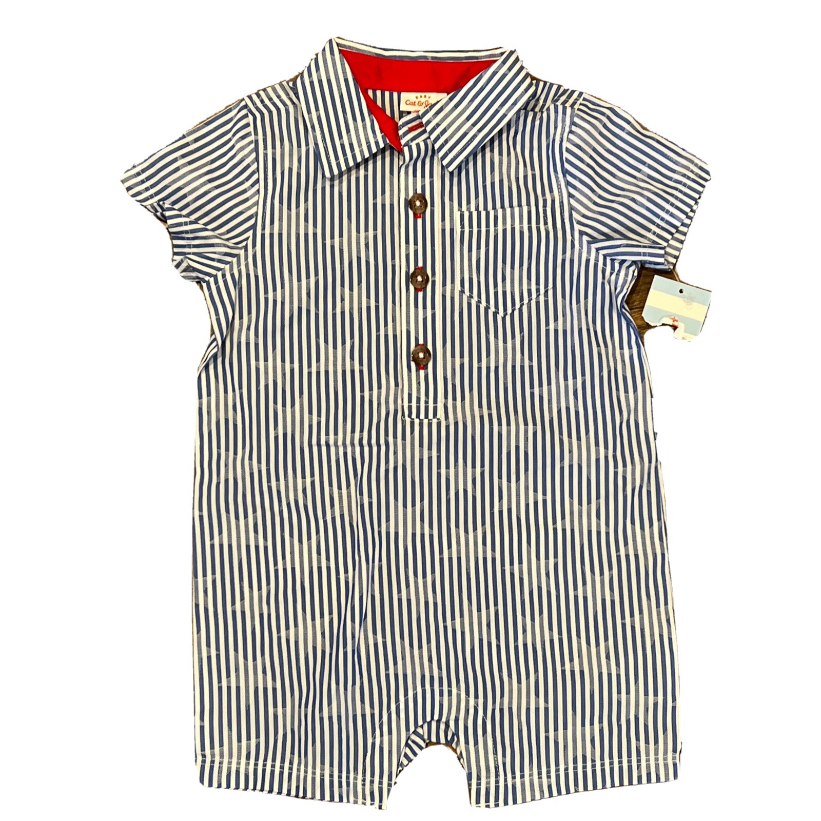 NEW Cat & Jack Boy 1-piece Outfit Stars Stripes Red White Blue 12 Months NWT
