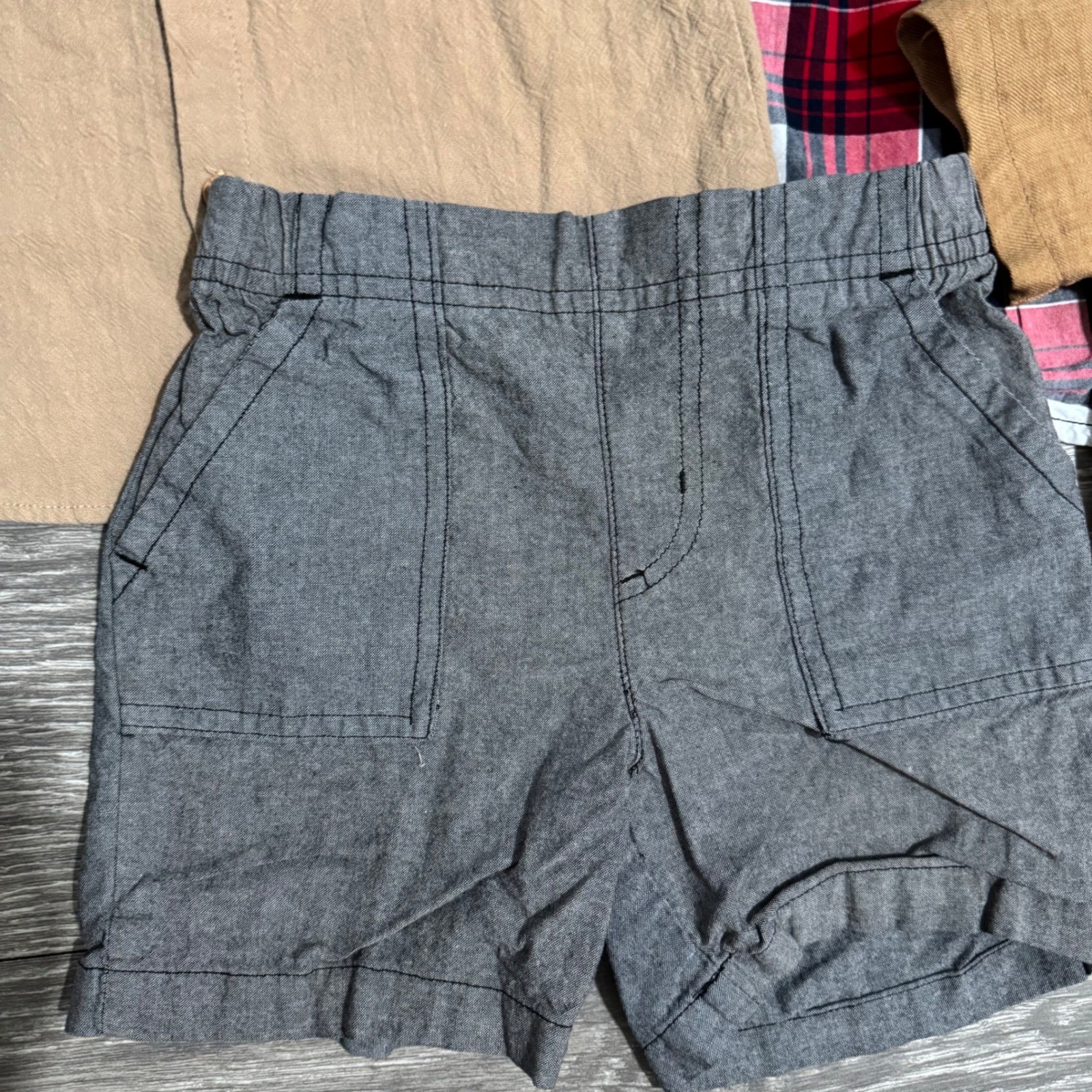 Toddler Boy 4pc Bundle 2T 2-3Y Plaid Button Down Shirts & Shorts Mixed Brands