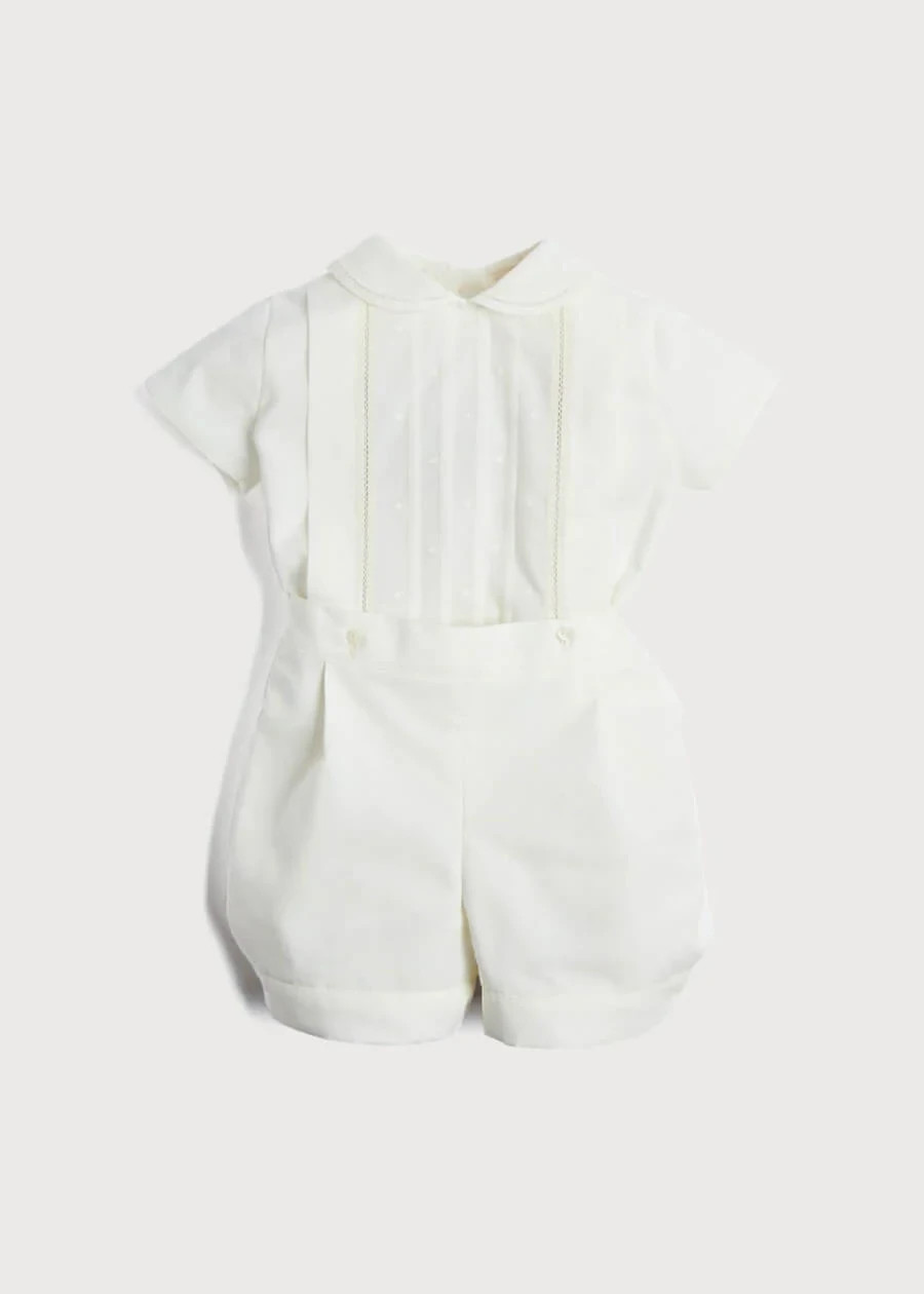 Peter Pan Collar Short Sleeved Two Piece Set in Ivory 2Y