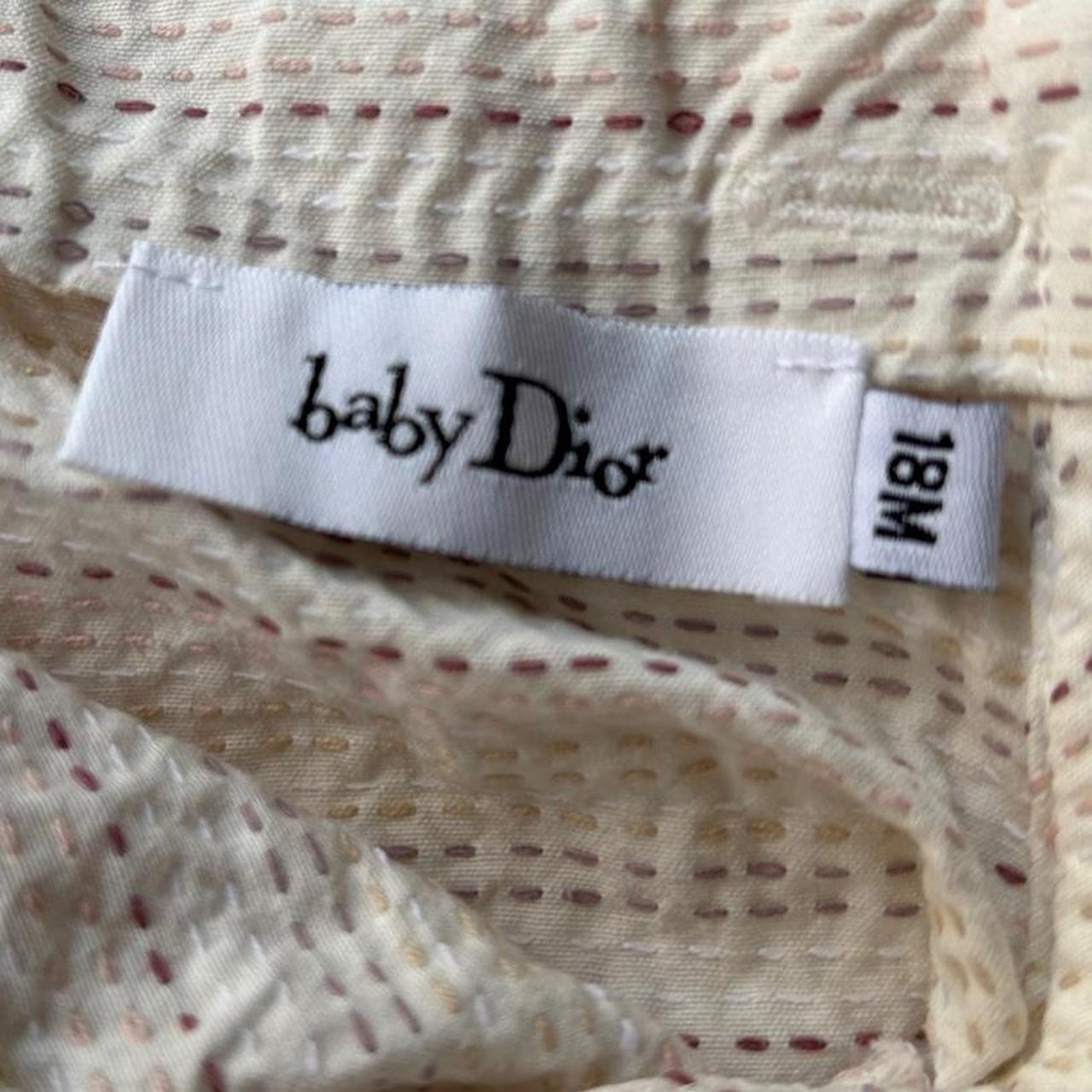 Baby Dior Girls Top 18M Beige Cotton Bow Designer Luxury