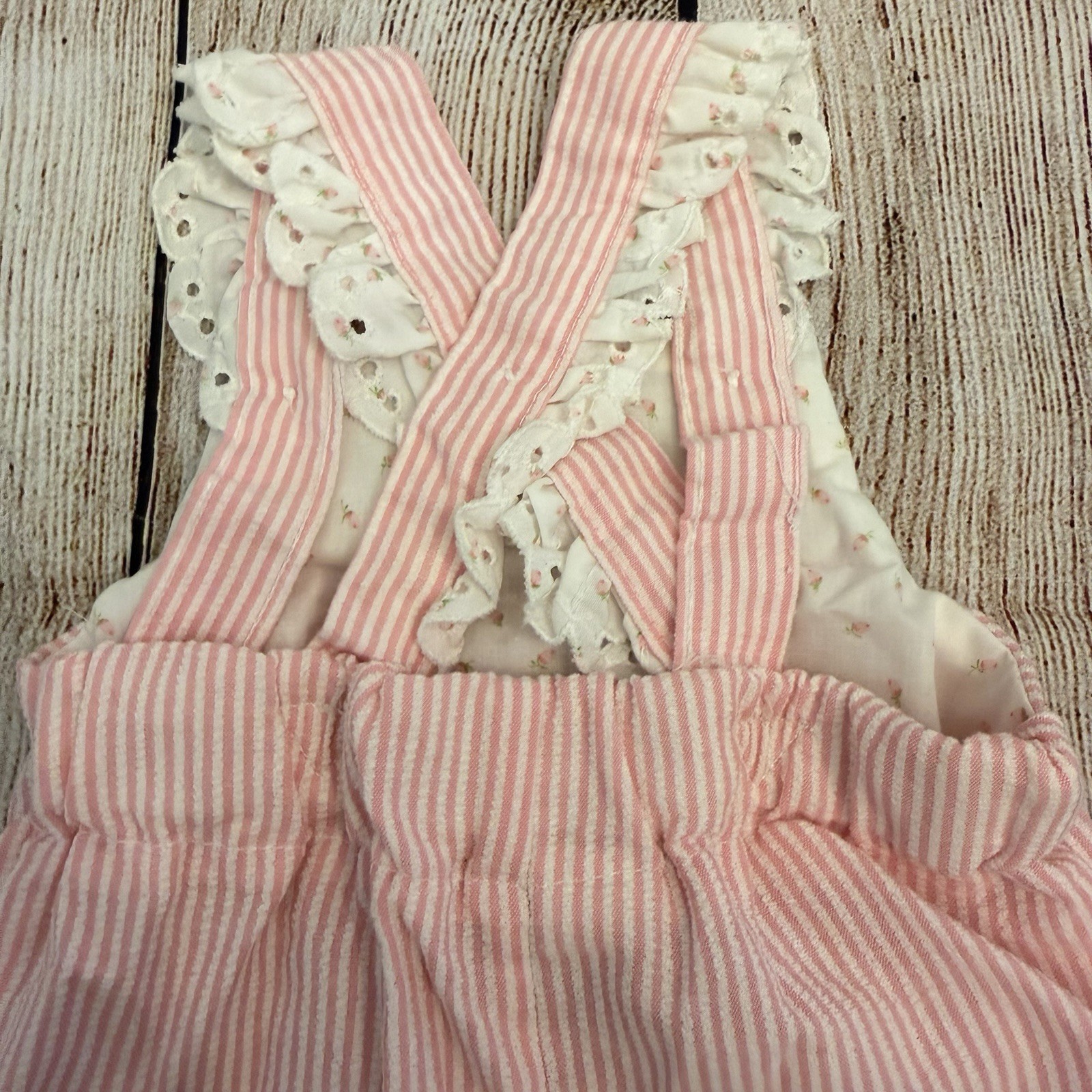 Lot Vintage Baby Girl Overalls Jacket Size 6 12 Months Gingham Mushroom Ruffle