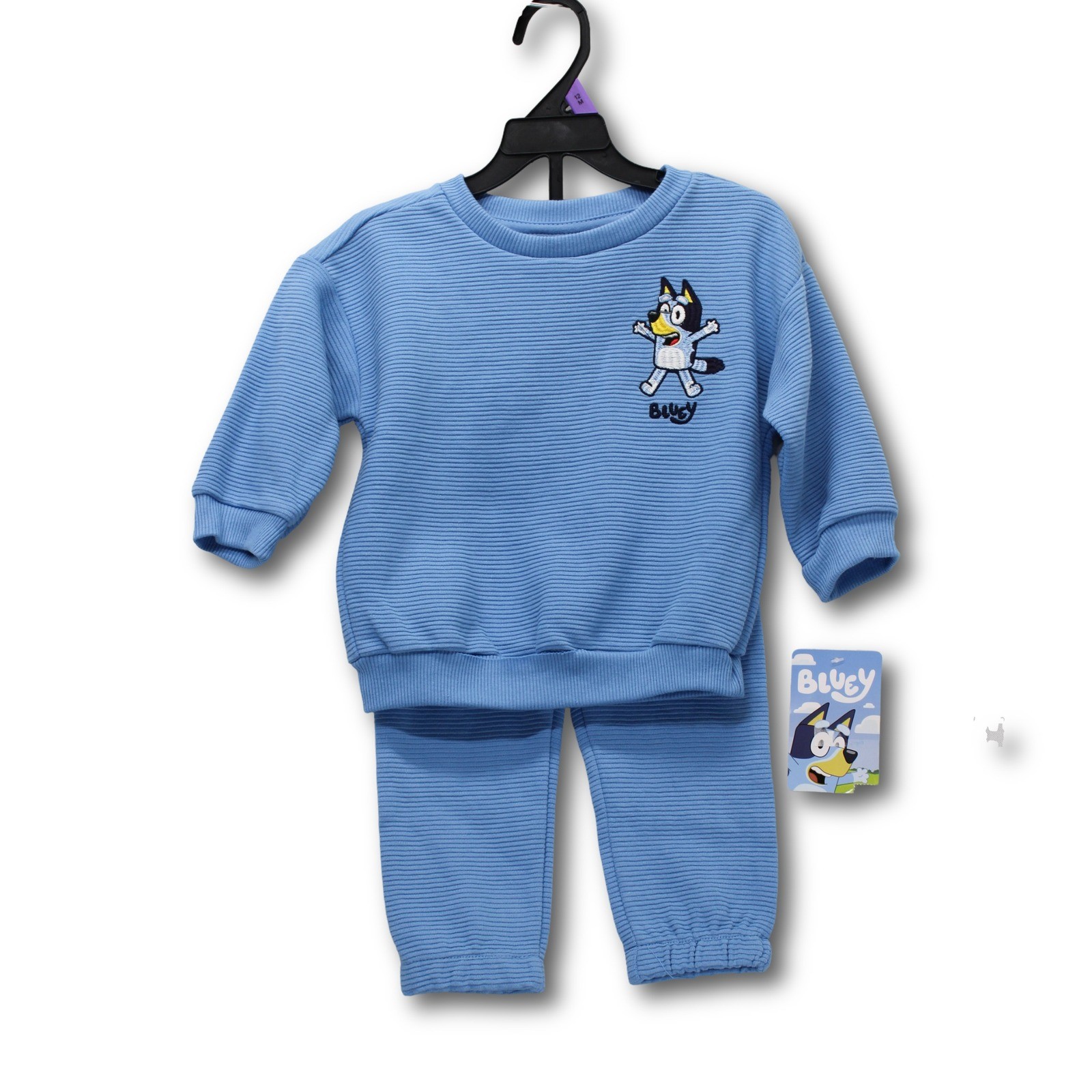 Bluey Ribbed Knit Sweatshirt and Joggers Set Kids 12M Blue New