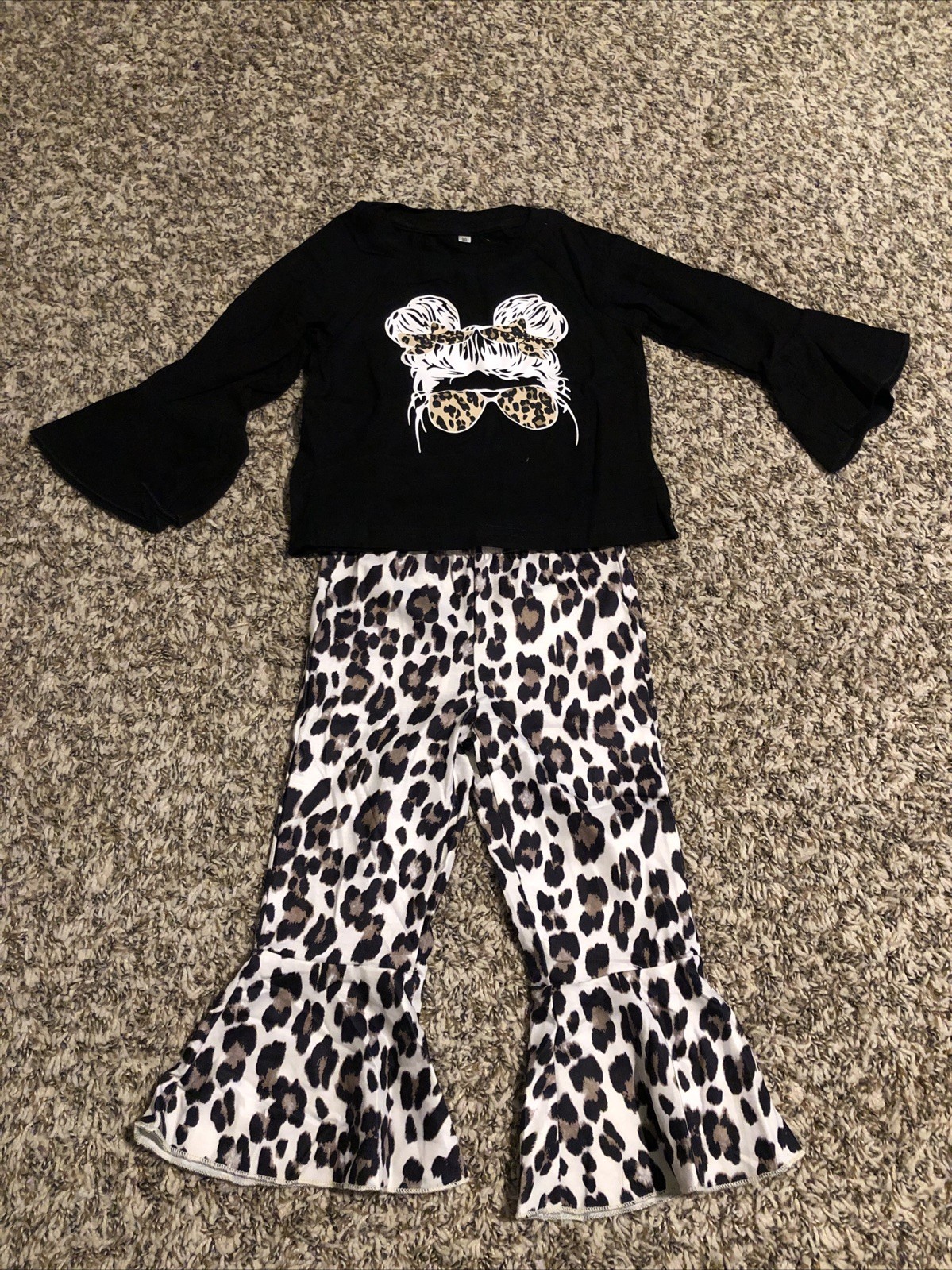Bell Bottom Cheetah Outfit Girl With Sunglasses 18-24 Mth