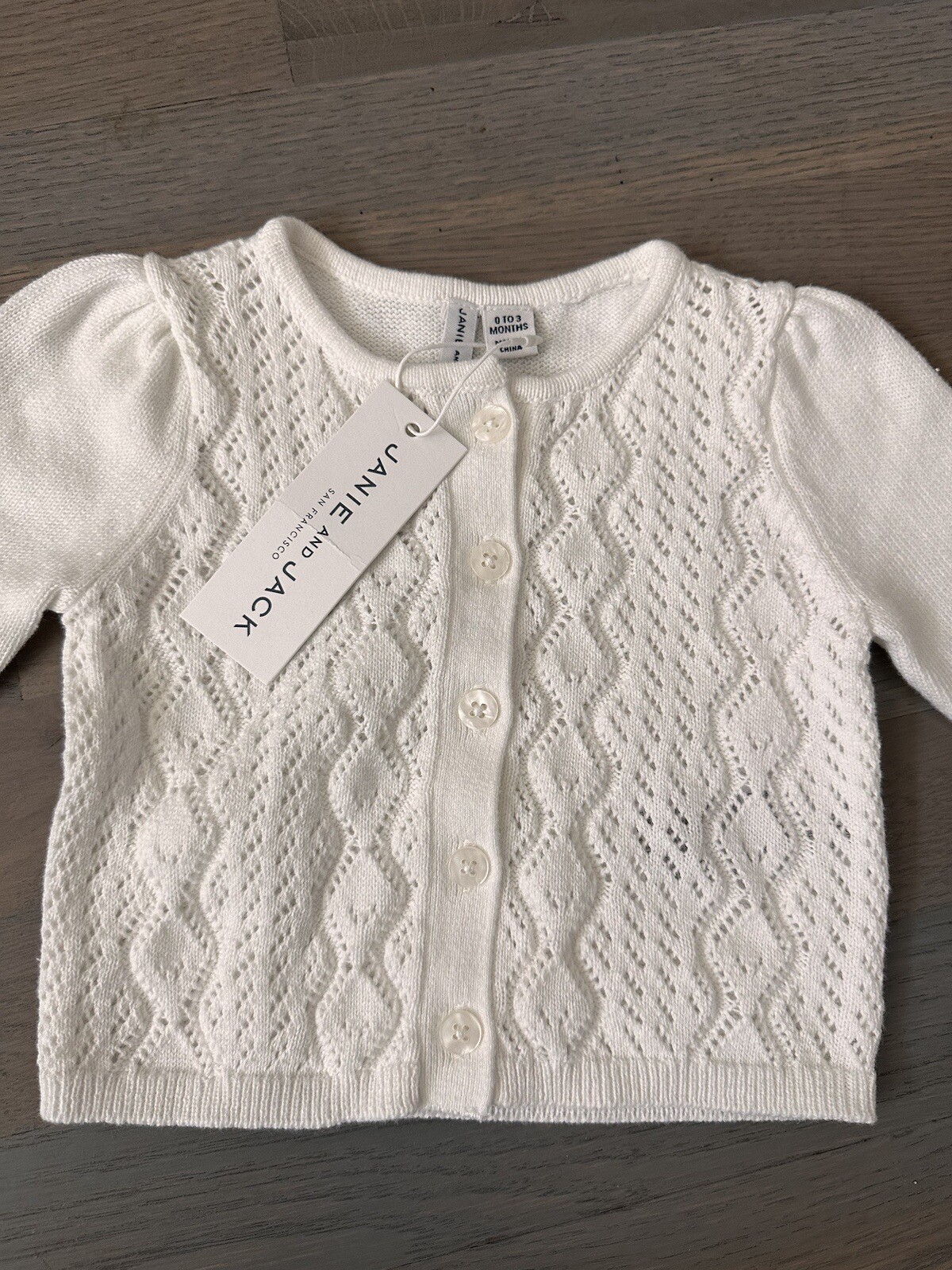 NWT Janie and Jack girl FALL 4-piece white lace sweater pants bow sock SET 0 3
