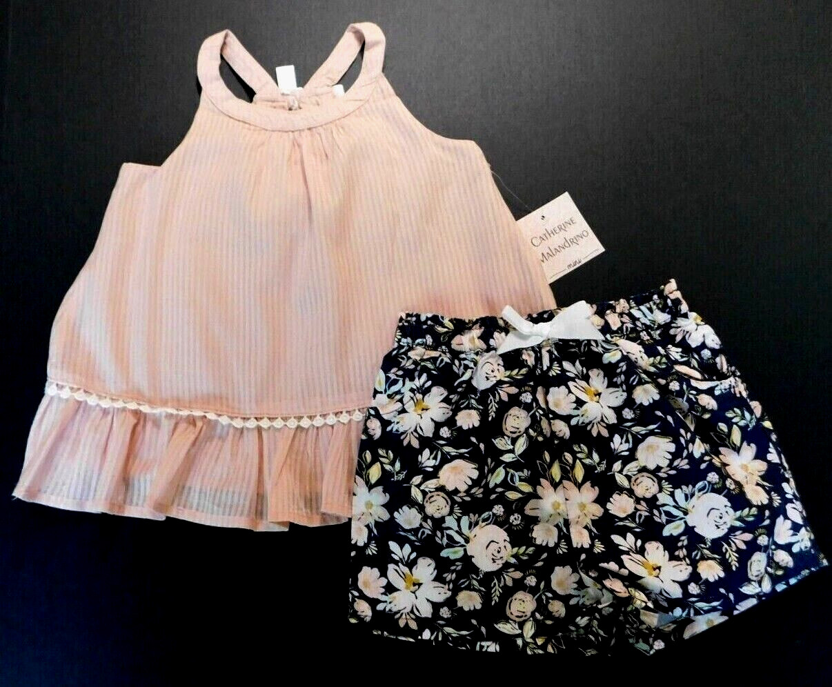 Catherine Malandrino Baby Girl Outfit Top Shorts Pink Black 12M 18M 24M NEW