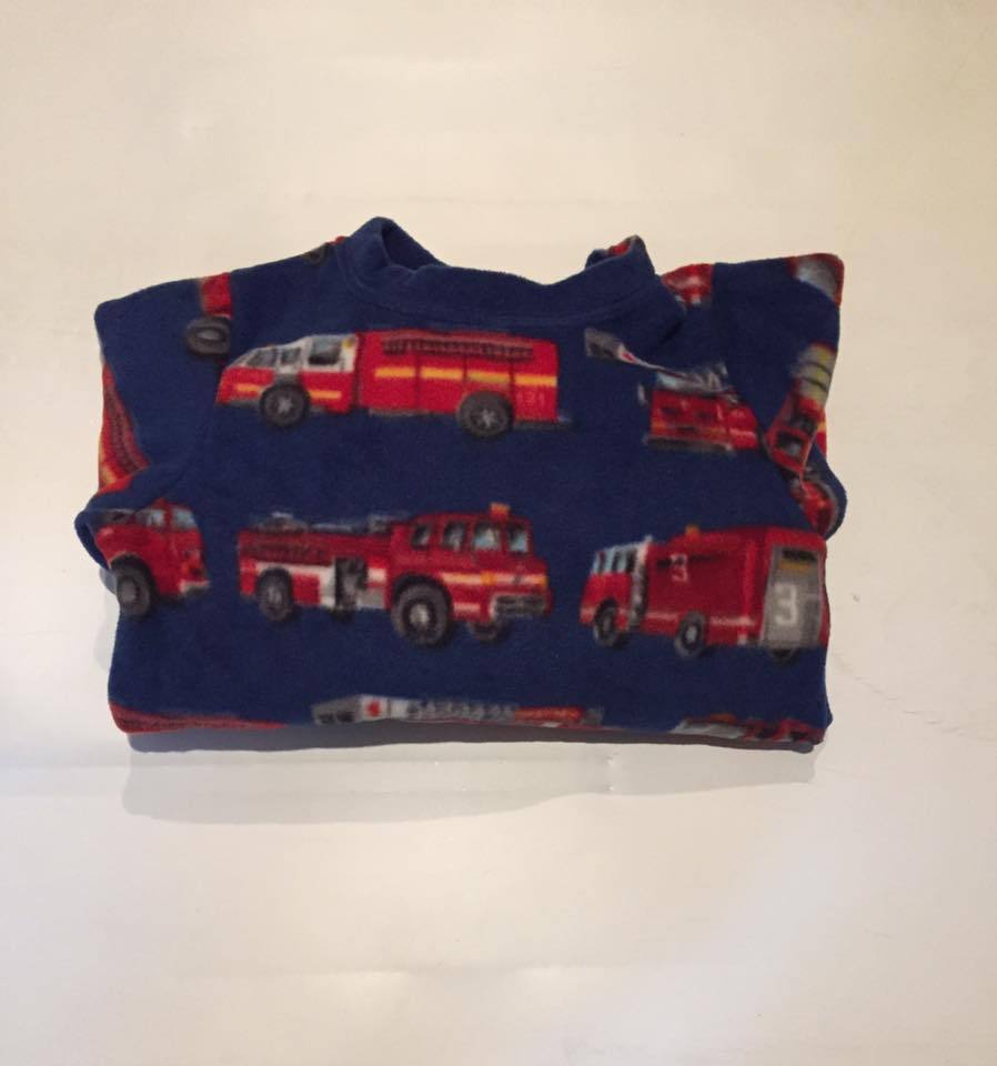 ZooFleece Firemen Red Fire Trucks Fleece Engines Boys Blue Kids Pajama PJ Baby