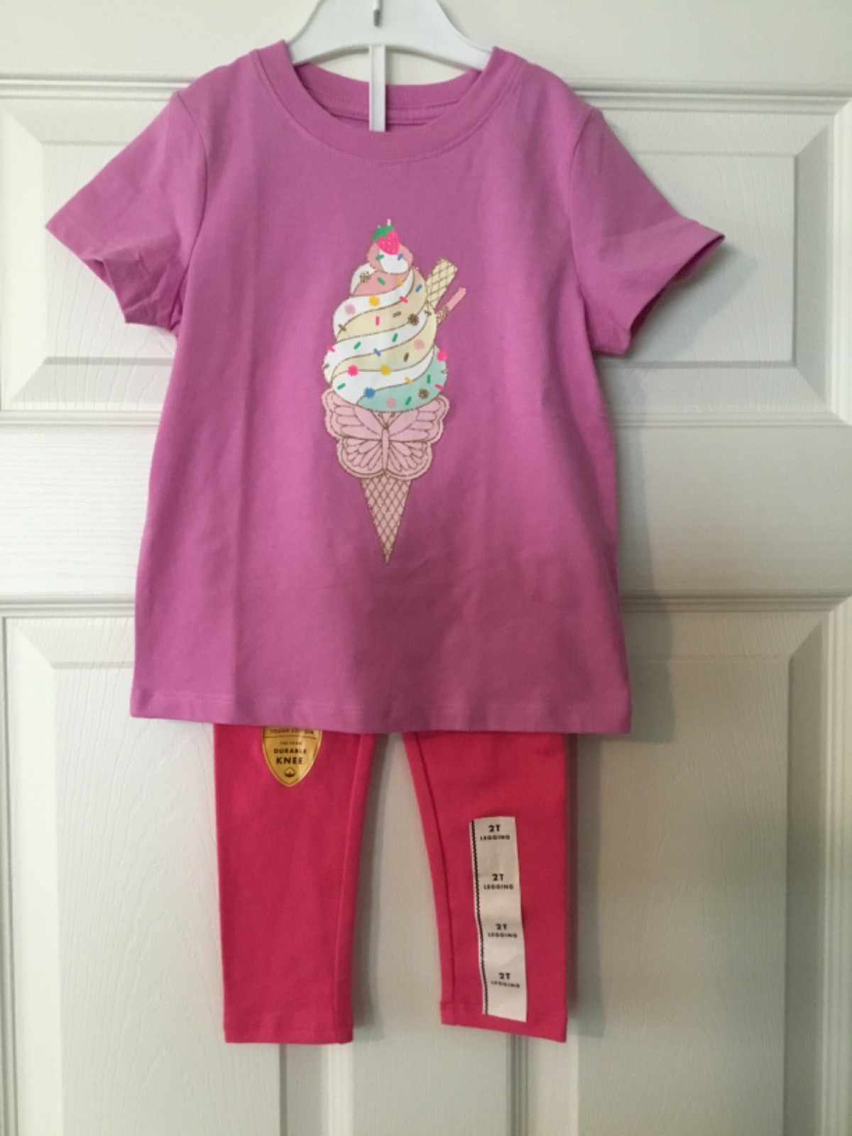 Cat & Jack Girl’s Ice Cream Cone & Sprinkles 2PC Set Purple Pink Size 2T NWT!