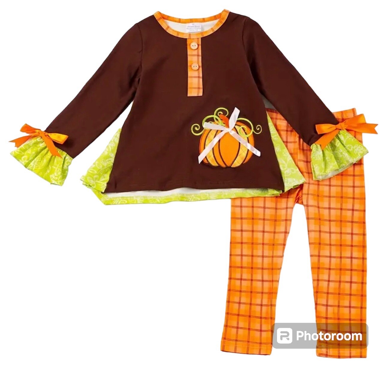 New Boutique Girls Long Sleeve Tunic Gingham Pants Halloween Thanksgiving Outfit