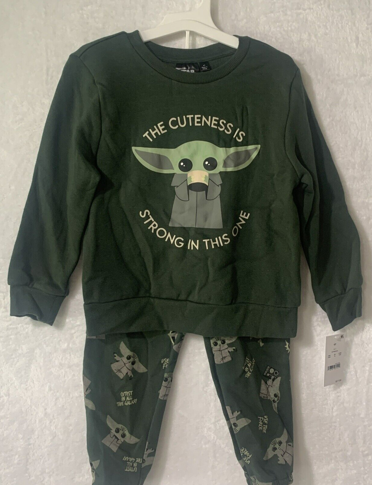 NEW Star Wars Grogu Baby Yoda Toddler Sweatsuit Set/Outfit 4T Free Shipping