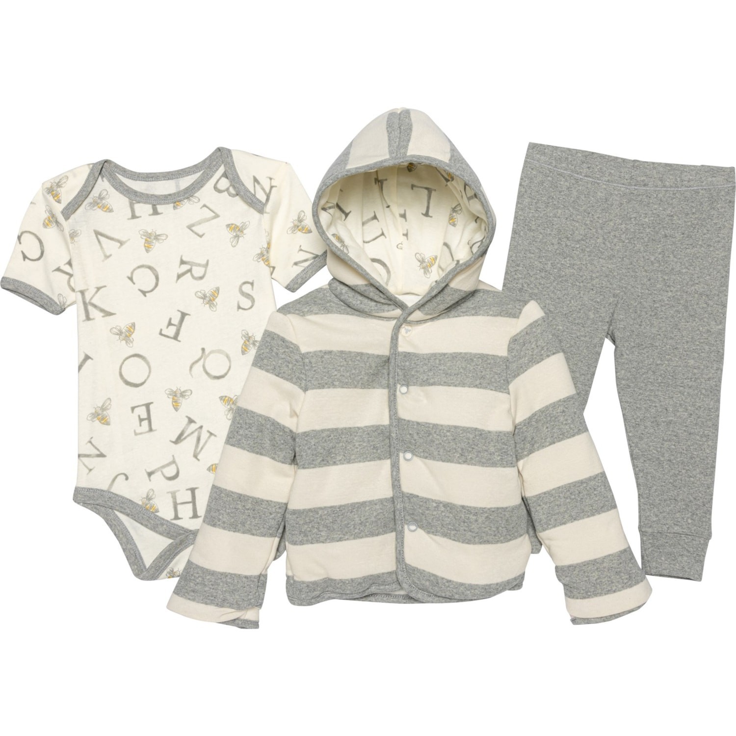 Burts Bees Baby Organic Cotton Insulated Jacket Bodysuit Pants 3pc Set 0-3 month