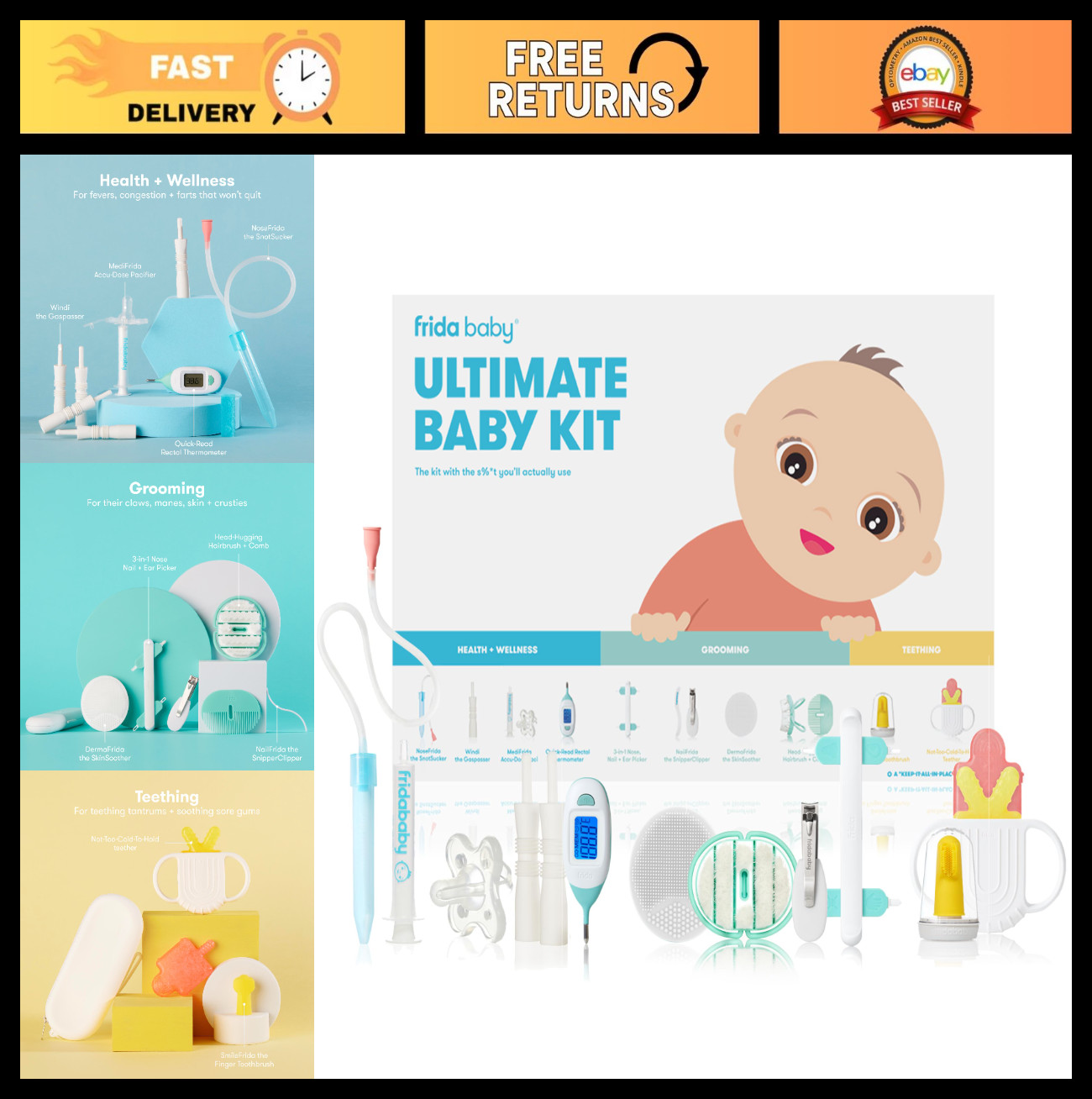 Ultimate Baby Care Kit – 10 Piece Newborn Essentials Set, Wellness, Gas Relief,