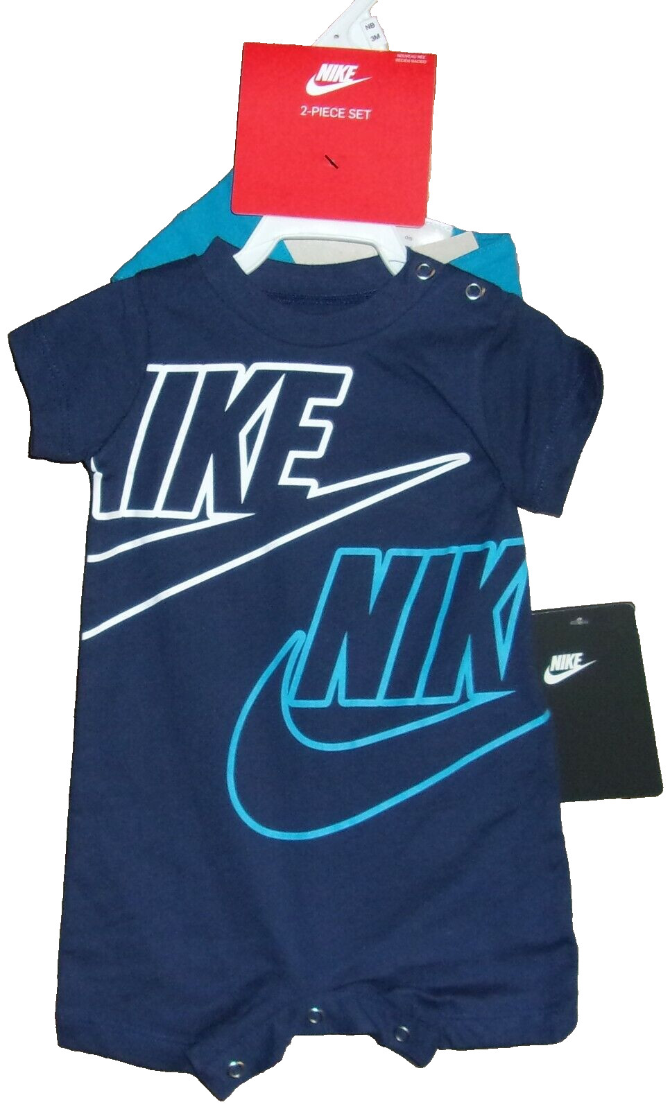 NIKE AIR Boy’s Bodysuit & Nike Bib= 2 Piece Set BLUE (0-3 Months) NWT $25
