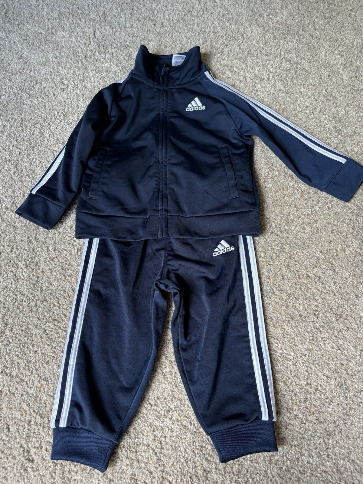 Adidas Boys Full Zip Top Track Suit – Size 12 Months Blue/White Athletic Wear