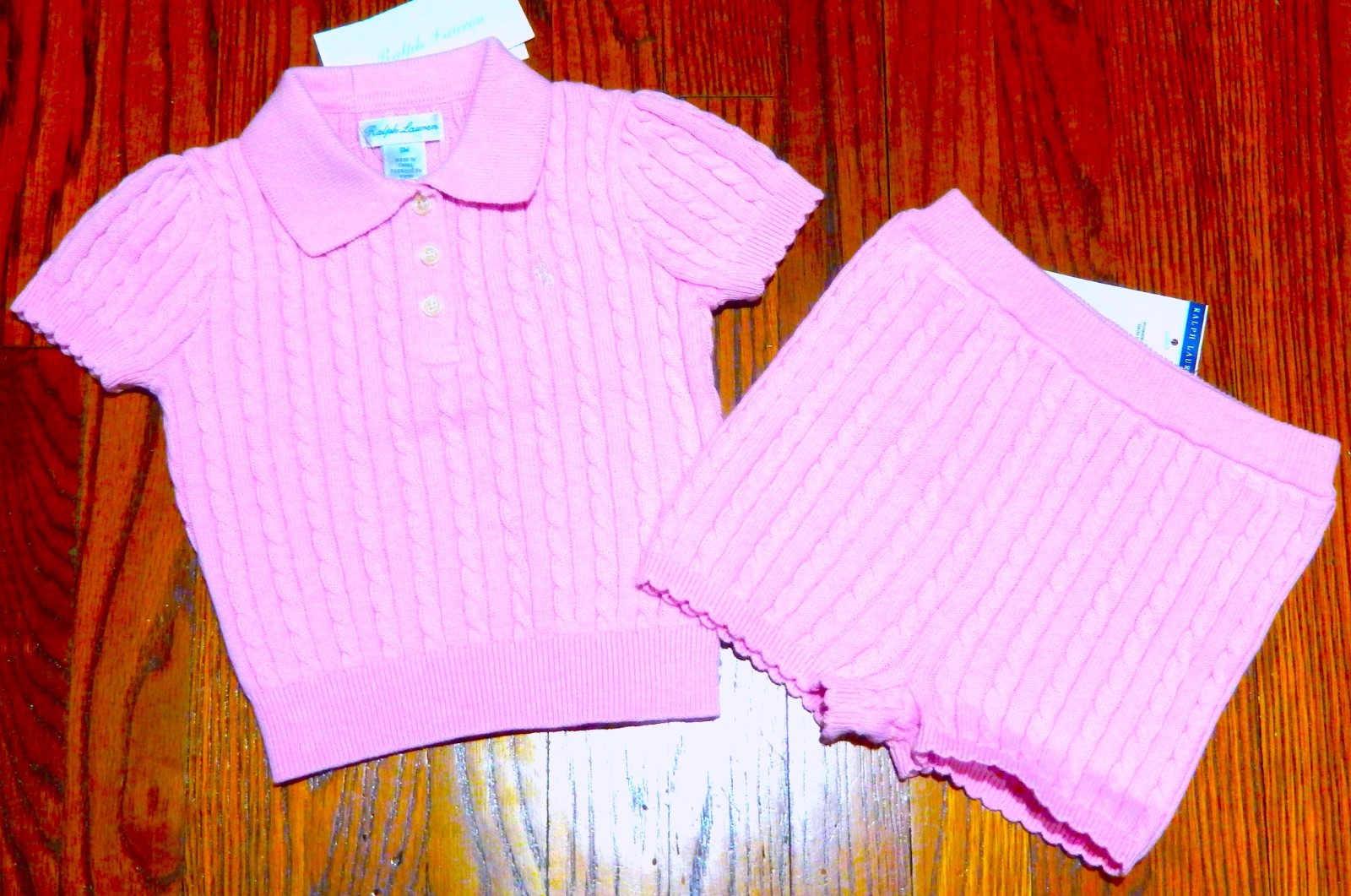 POLO RALPH LAUREN AUTHENTIC BABY GIRLS ORIGINAL BRAND NEW 2Pc SET Size 6M, NWT