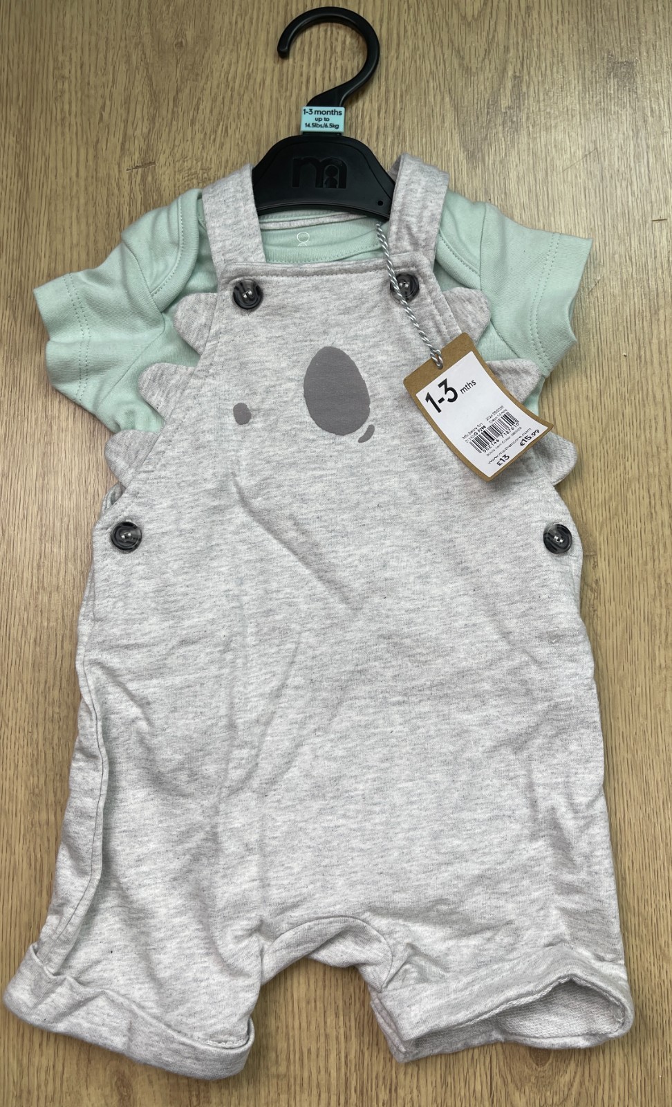 Mothercare My First Bibshorts & Bodysuit Set – size 1-3 months
