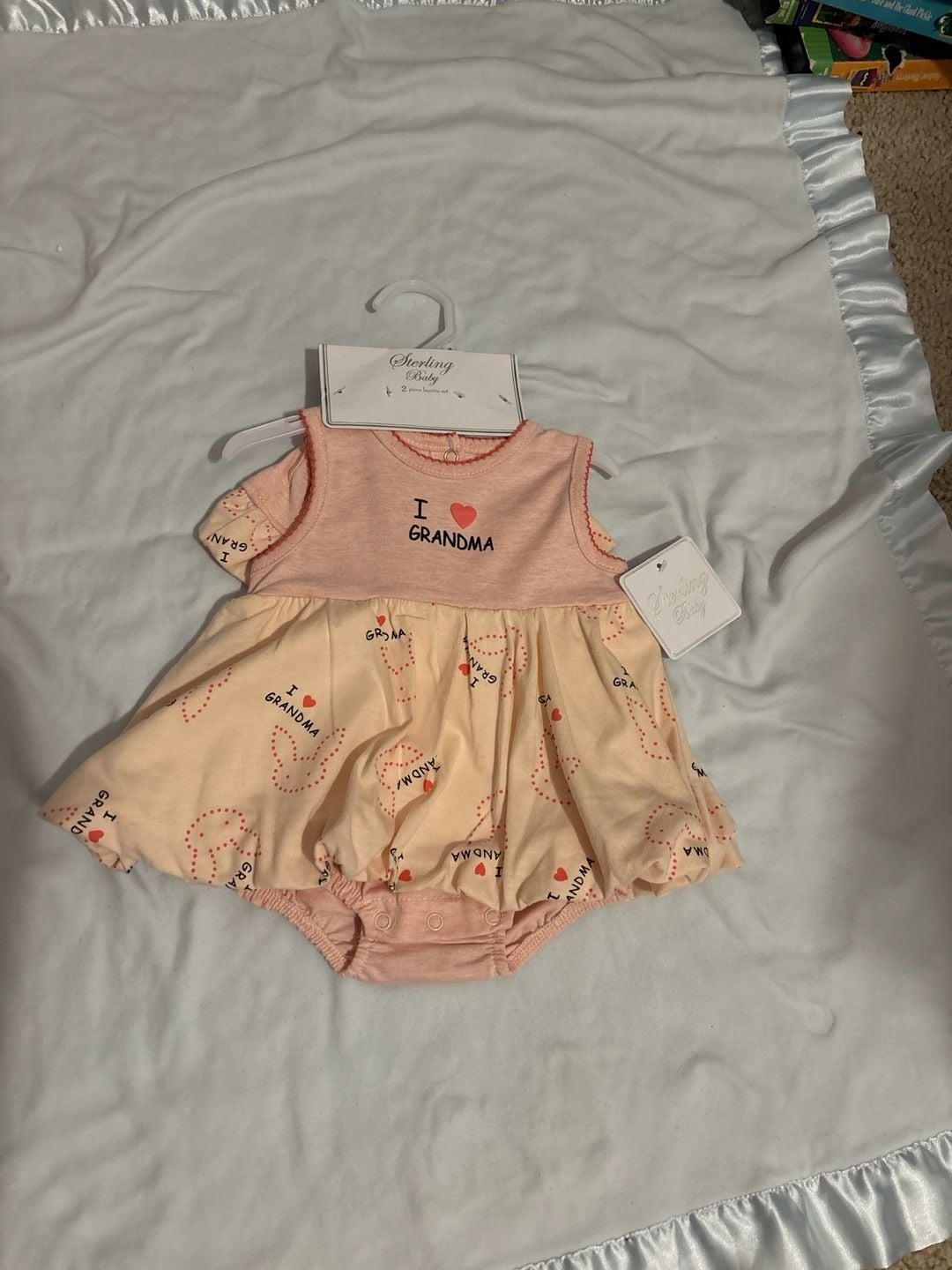 Sterling Baby 2-Piece I Love Grandma Bubble Romper and Hat Set, Size 6M