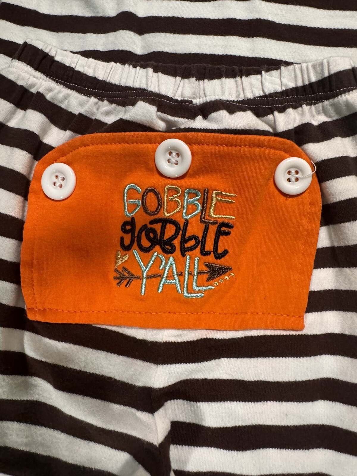 Thanksgiving Turkey Striped 6-12 Mo 2 Piece Set Gobble Gobble Appliqué Boutique
