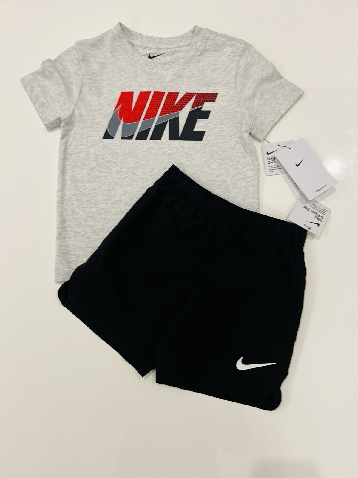 Nike Boys Short Sleeve Logo T-Shirt & Solid Microfiber Shorts Set Size 24 Months