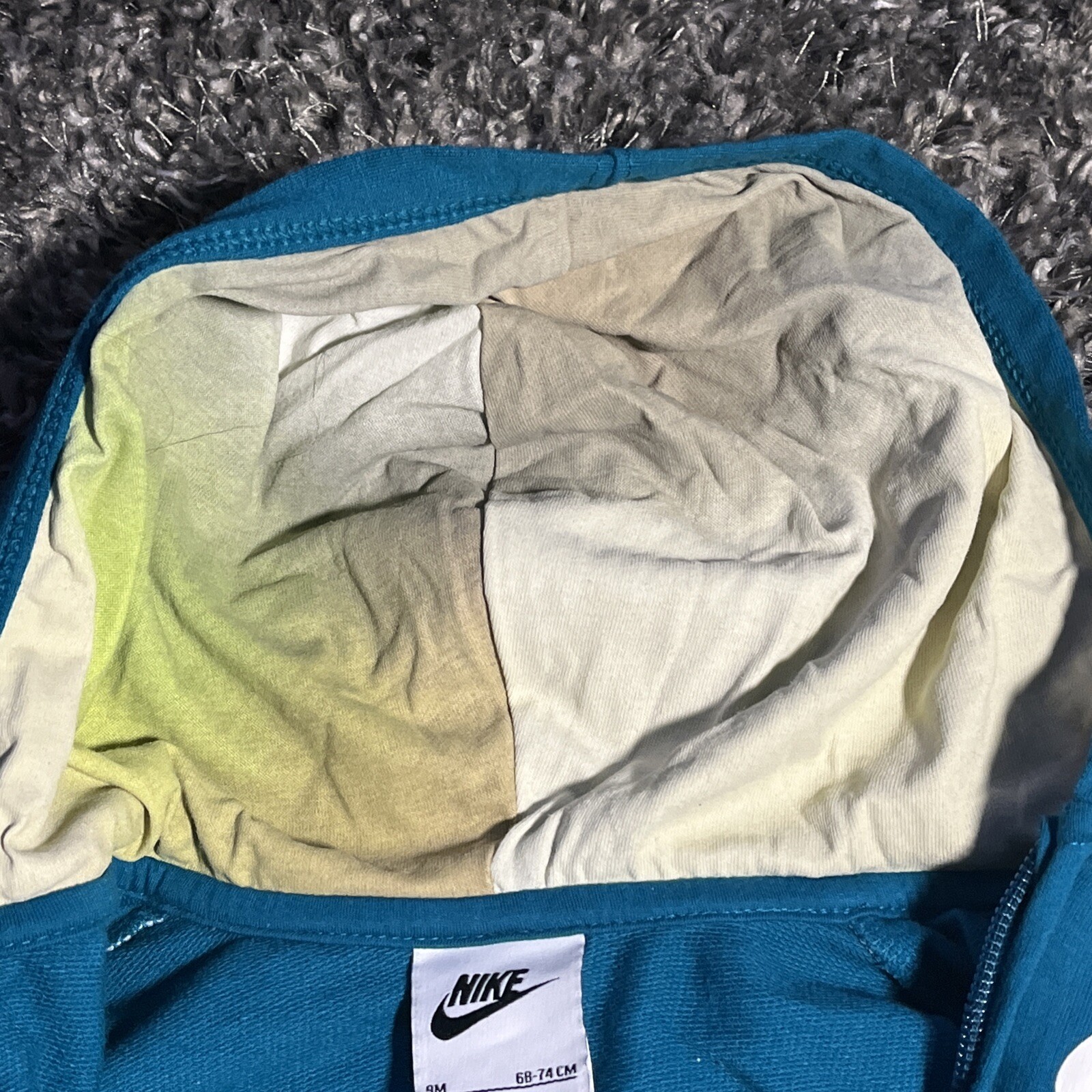 Nike Teal Blue Swoosh 72 Baby Hoodie One Piece- 9 Months -HTF Zip Up 1 Piece EUC