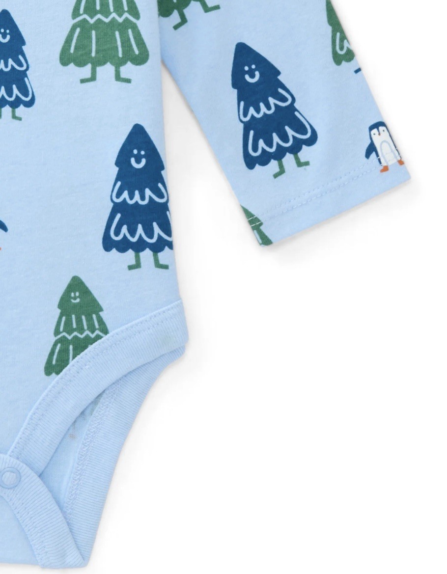 Bodysuit Tree Penguin Print Light Blue Pants Unisex Baby Size 0-3m
