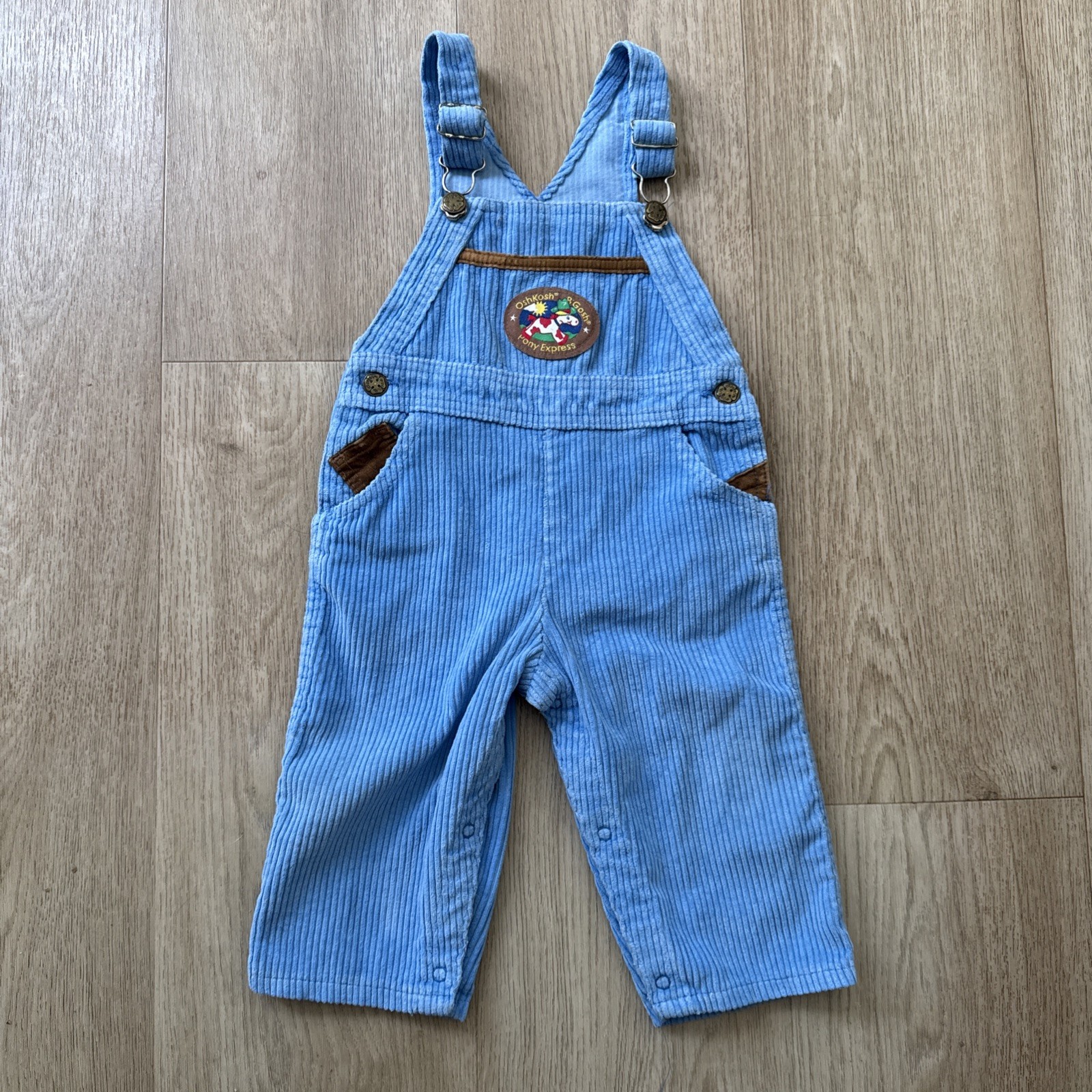 Vintage OshKosh B’gosh Blue Corduroy Vestbak Overall Dungaree Pony Express 24 M