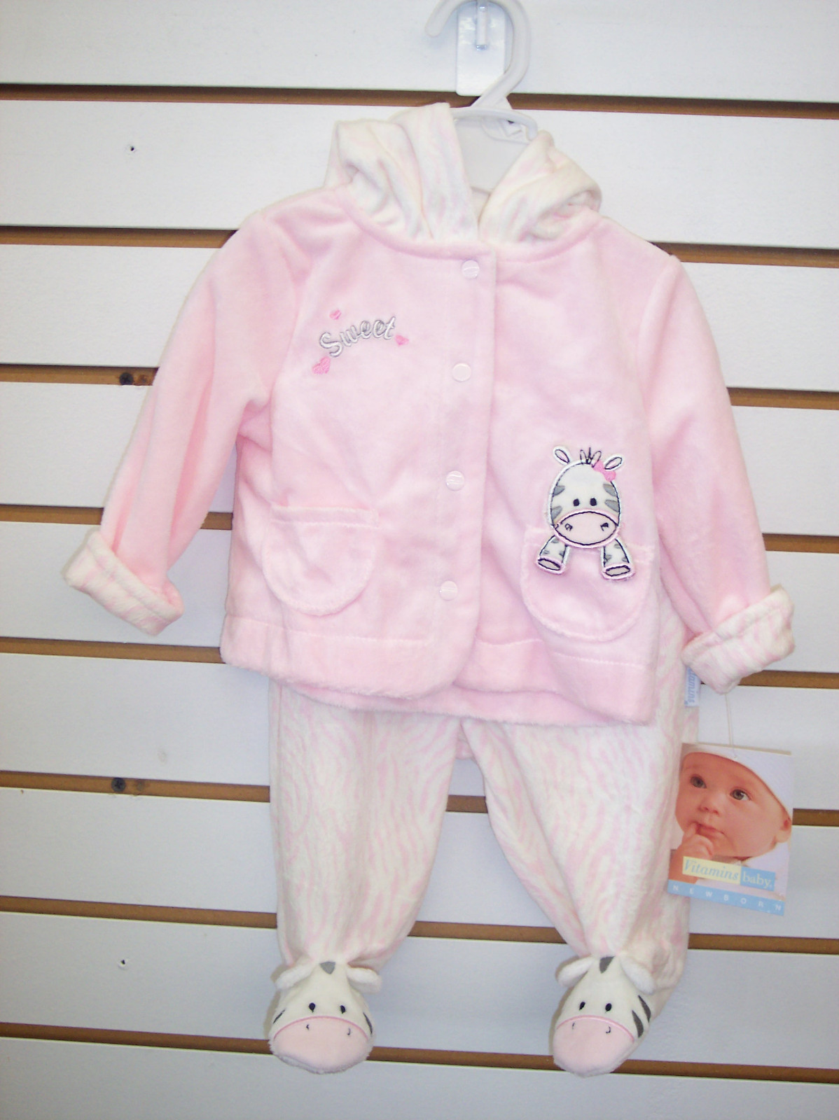 Infant Girls Vitamins Baby $36 2pc Pink Zebra Outfit Size 3 Months – 9 Months