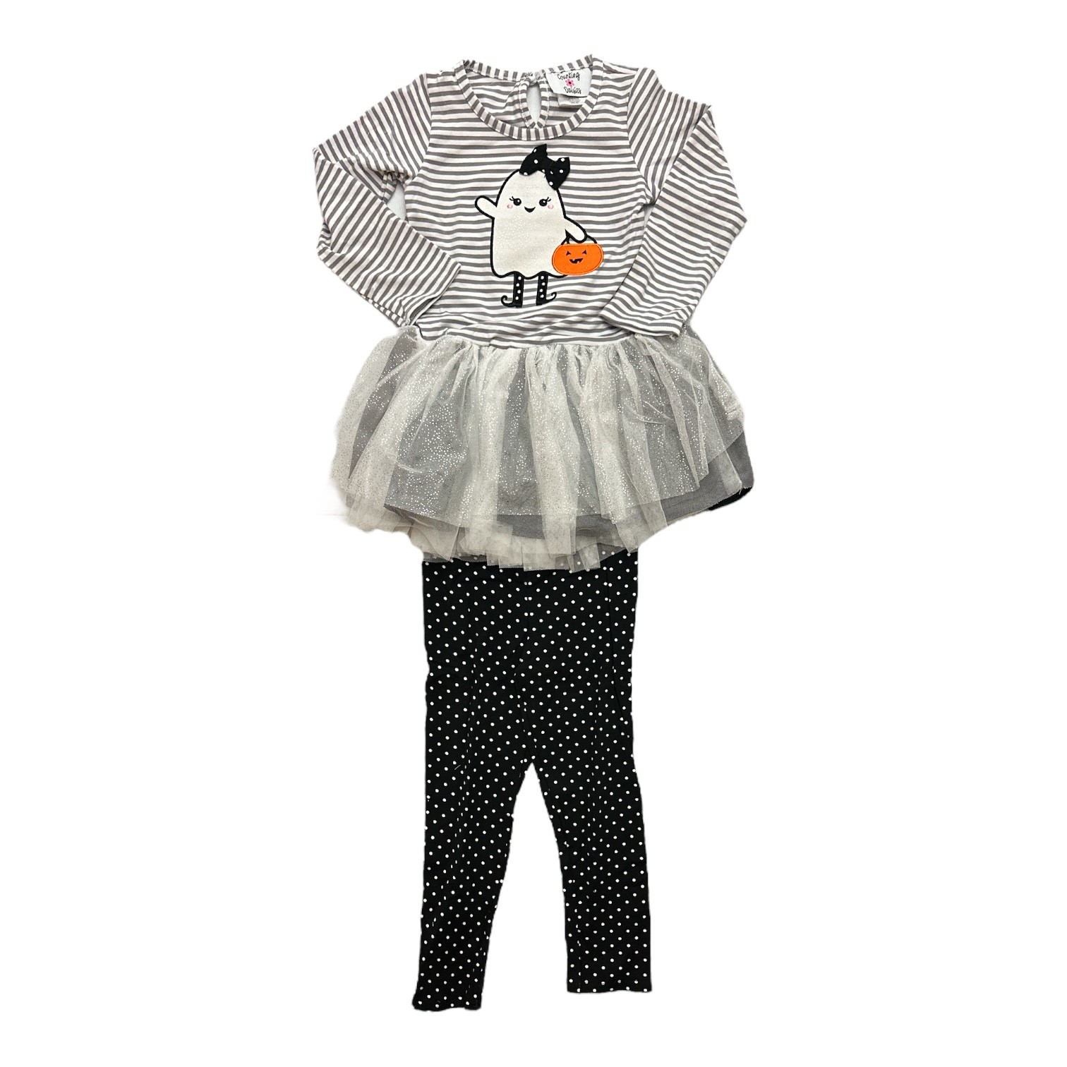 Counting Daisies Girl’s Halloween 2 Piece Long Sleeve & Pant Ghost Outfit