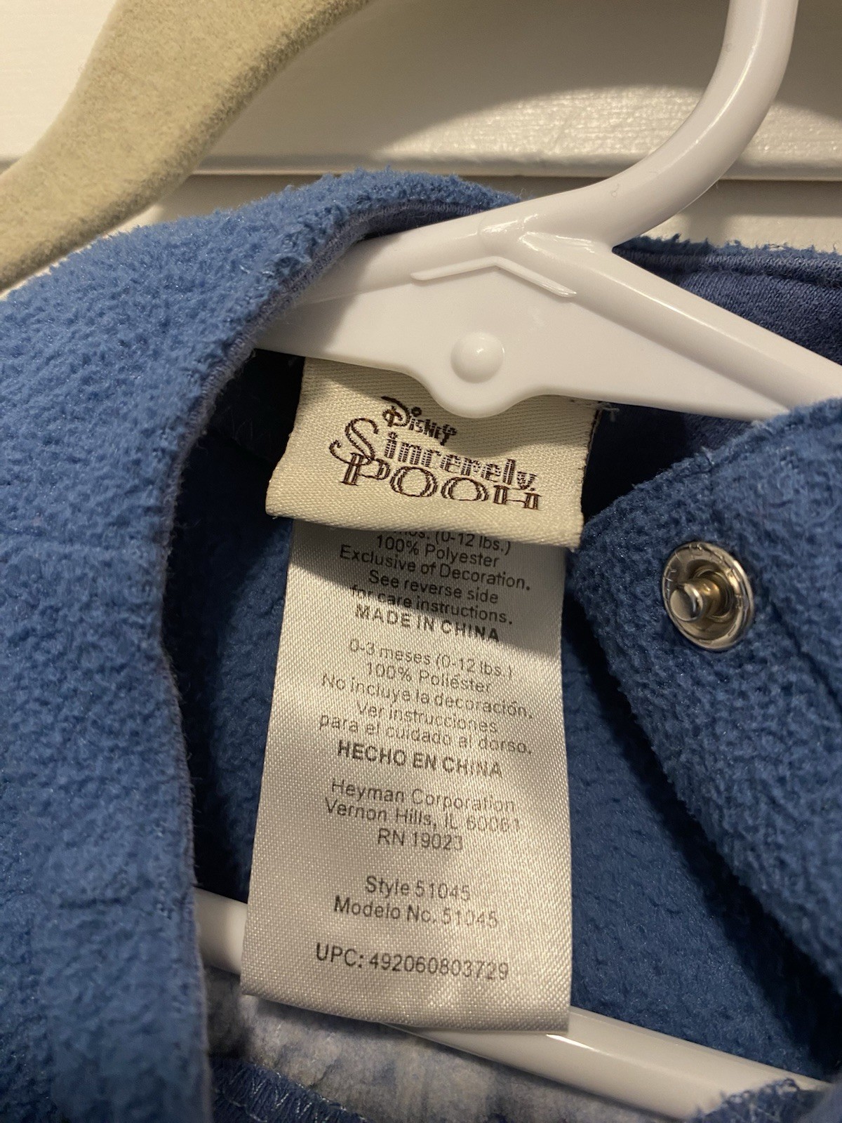 Disney Baby Boy Sincerely Pooh “2pc Fleece Set”Size 0-3 Months Blue EUC
