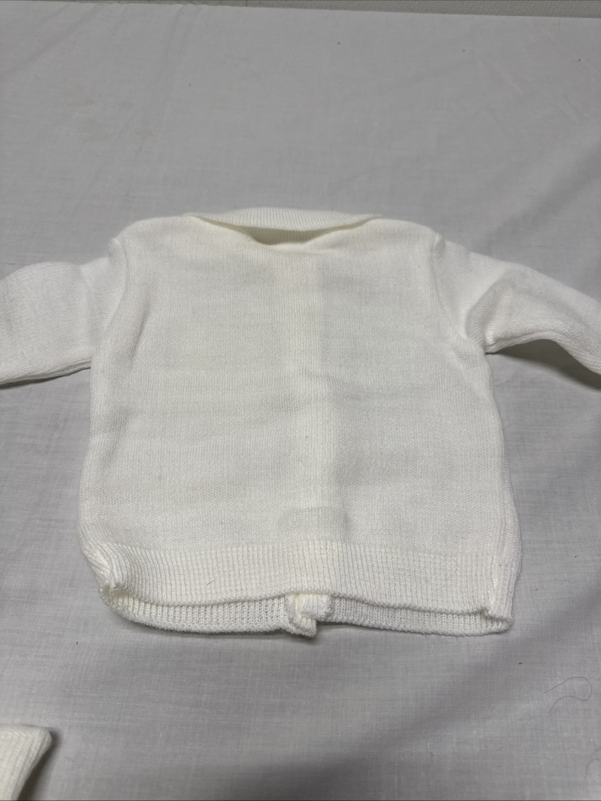 Little Ones 3-Piece Knit Sweater Set for Newborn Baby Solid White Baptism Vtg