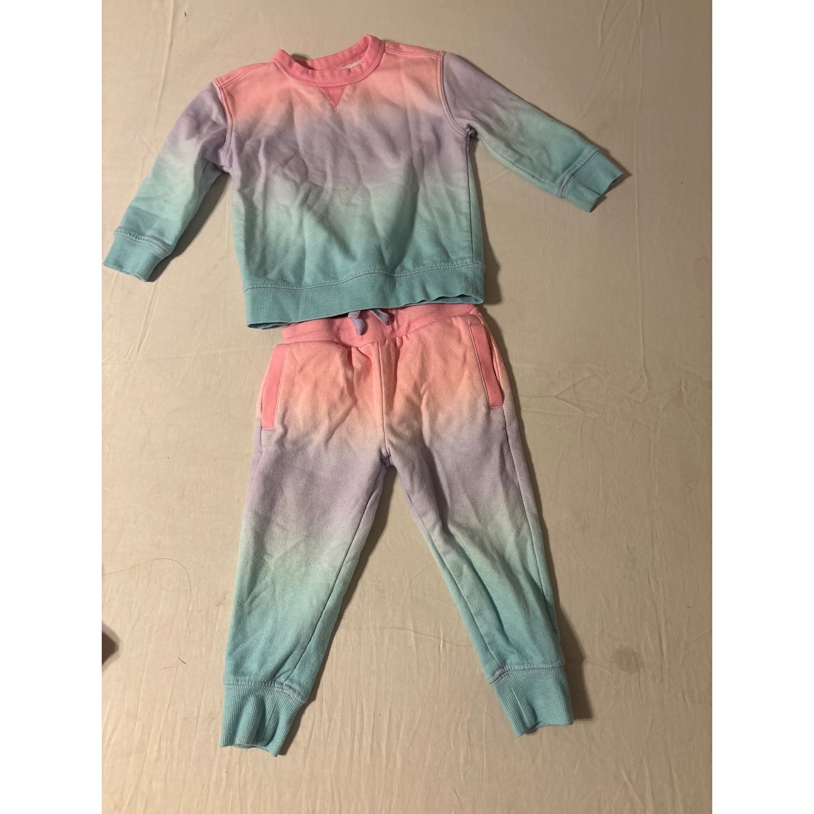 Anko Ombre Sweatshirt and Joggers Set Kids Size 2 Multicolor Excellent Fleece