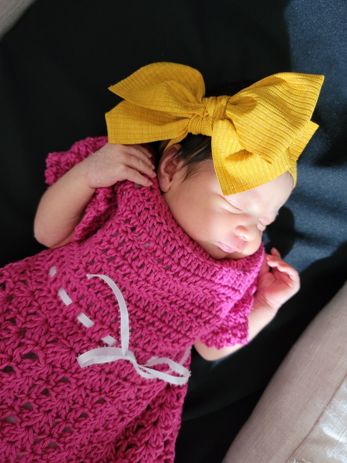 Newborn Crochet pink dress set*