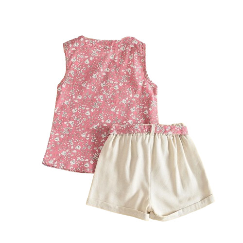 Toddler Kids Baby Girl Floral Pink Blouse T-shirt Pants Summer 2PCS Suit Infant