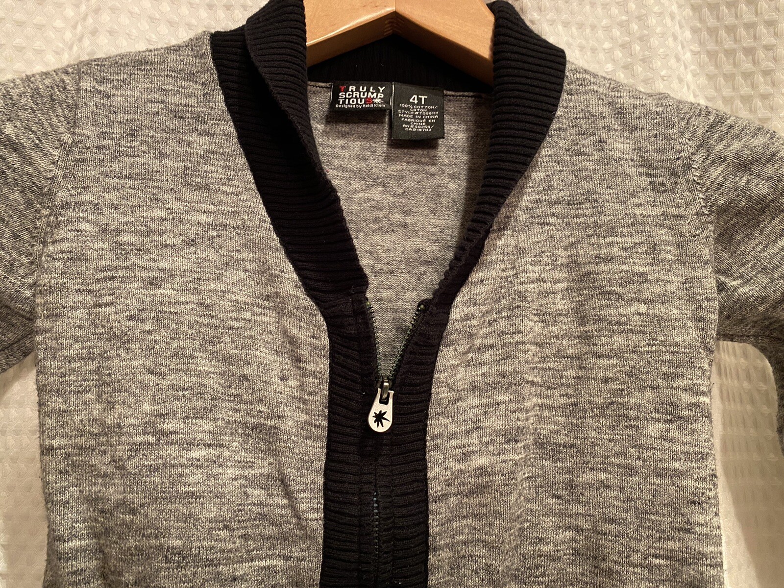 Truly Scrumptious~Heidi Klum~Toddler Boys 4T~Cardigan Sweater~Cotton~Zip~Black