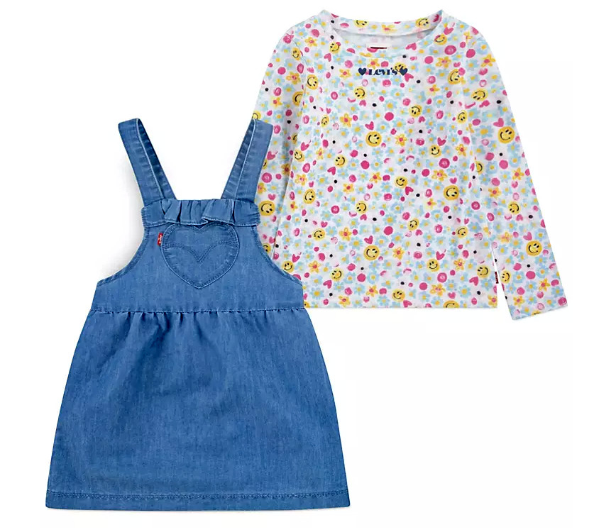 New $48.00 LEVI’S Toddler Girls Demin Skirtall and T-Shirt 2-piece Set Size: 4T